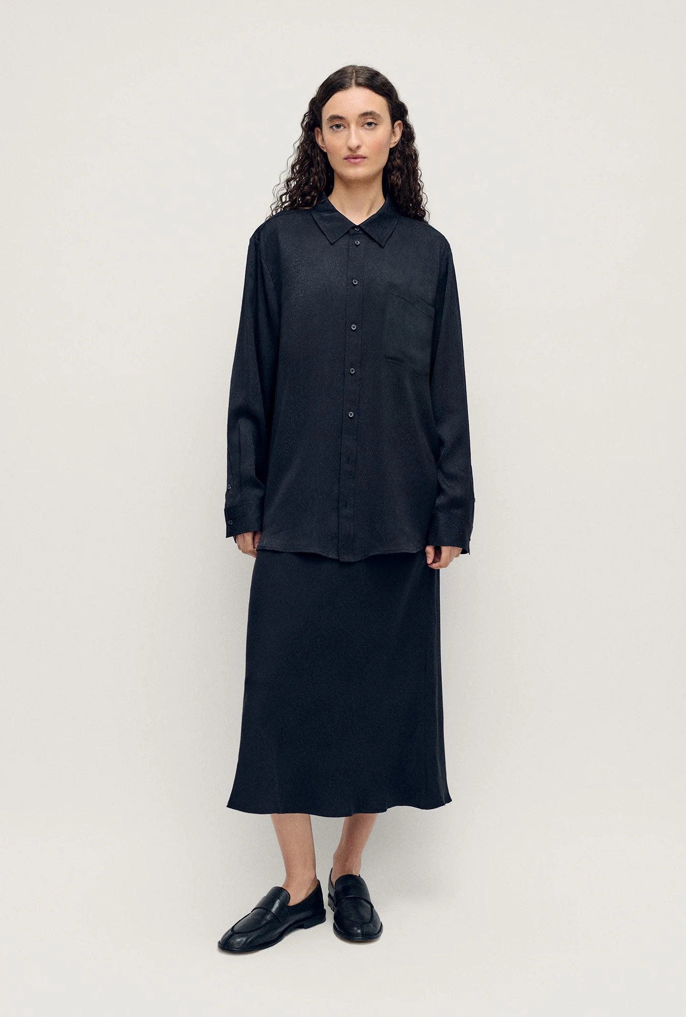 Silk Laundry Boyfriend Shirt - Coral Jacquard - Image 2