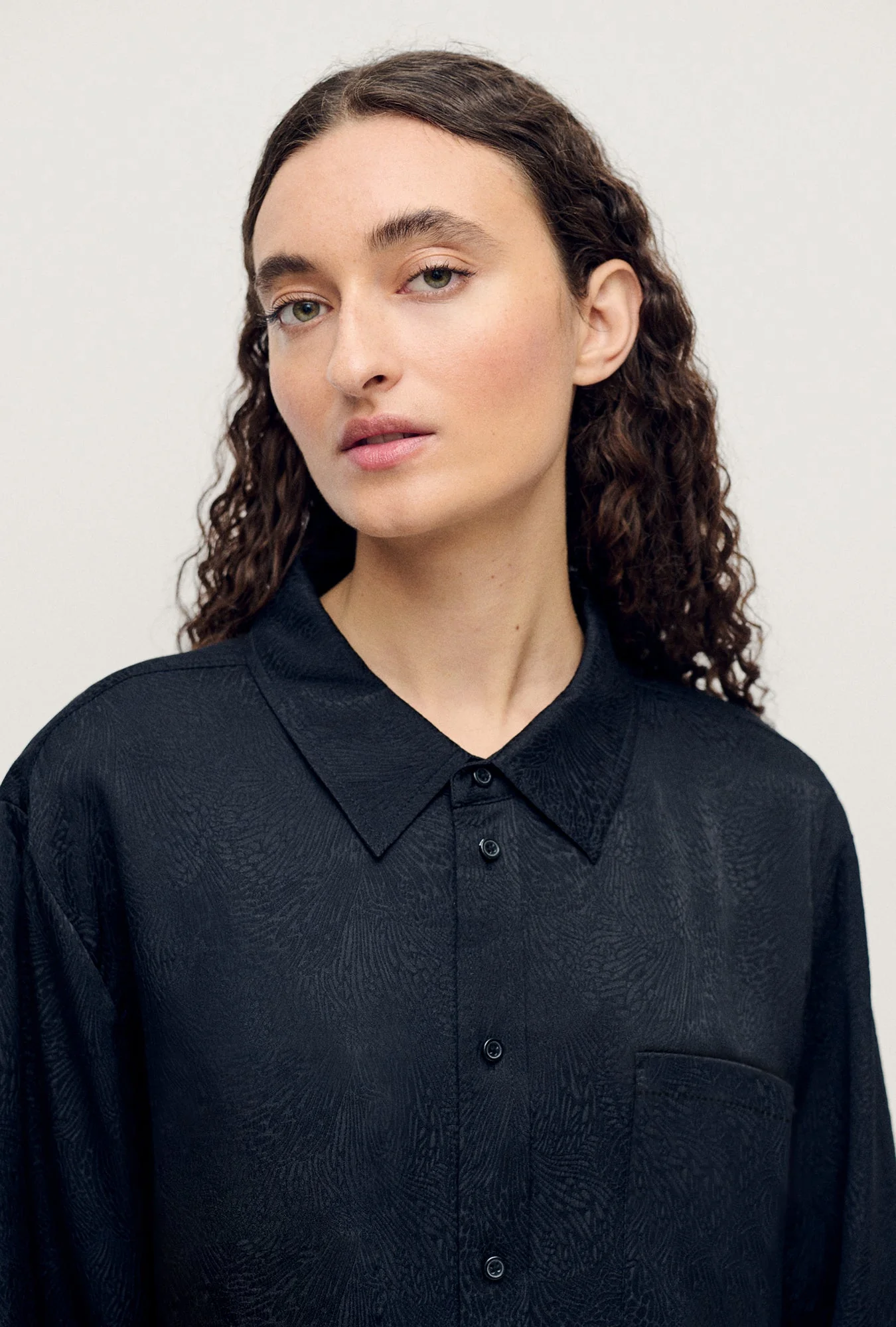 Silk Laundry Boyfriend Shirt - Coral Jacquard - Image 5