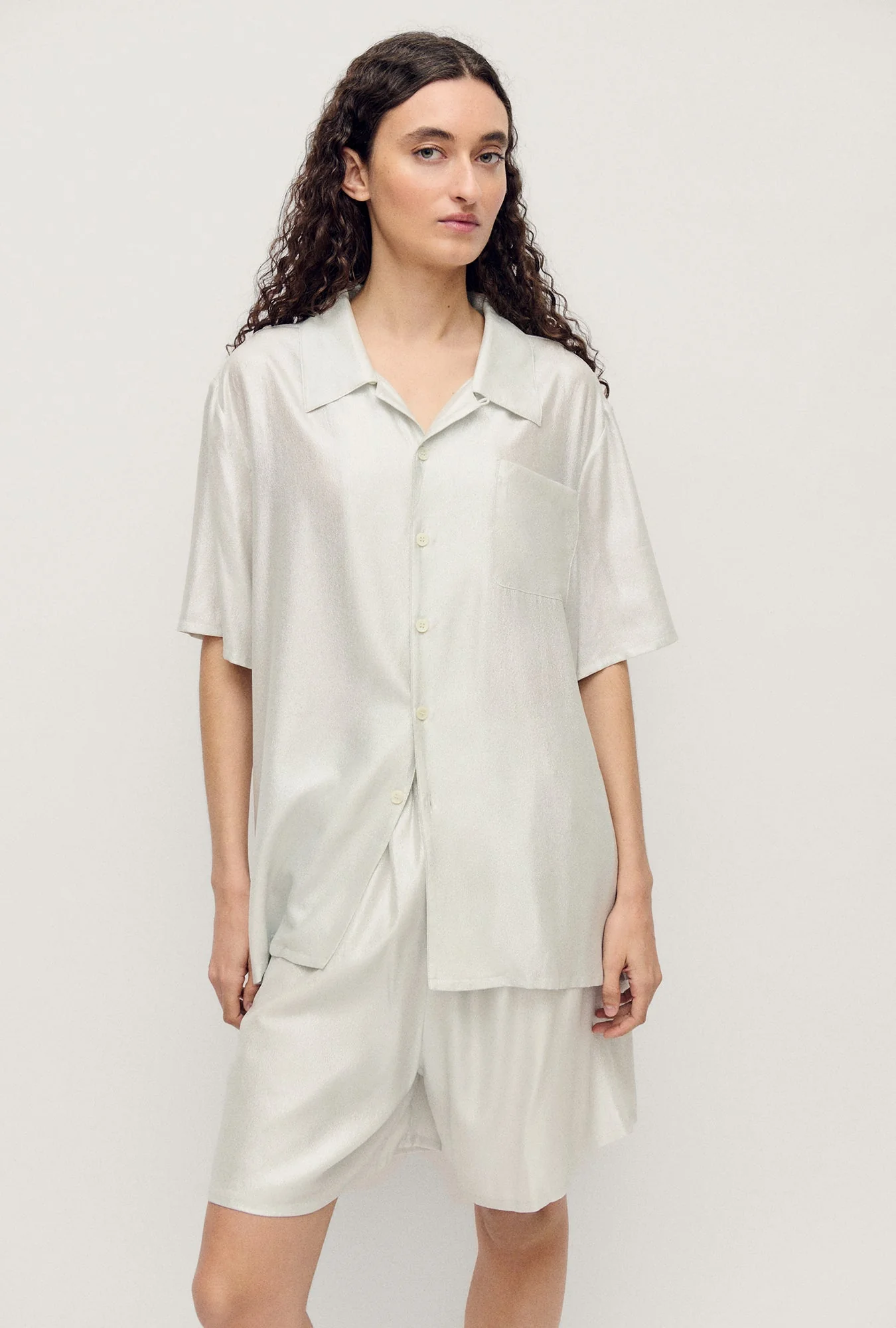 Silk Laundry Camp Shirt - Silver Foil - Image 2