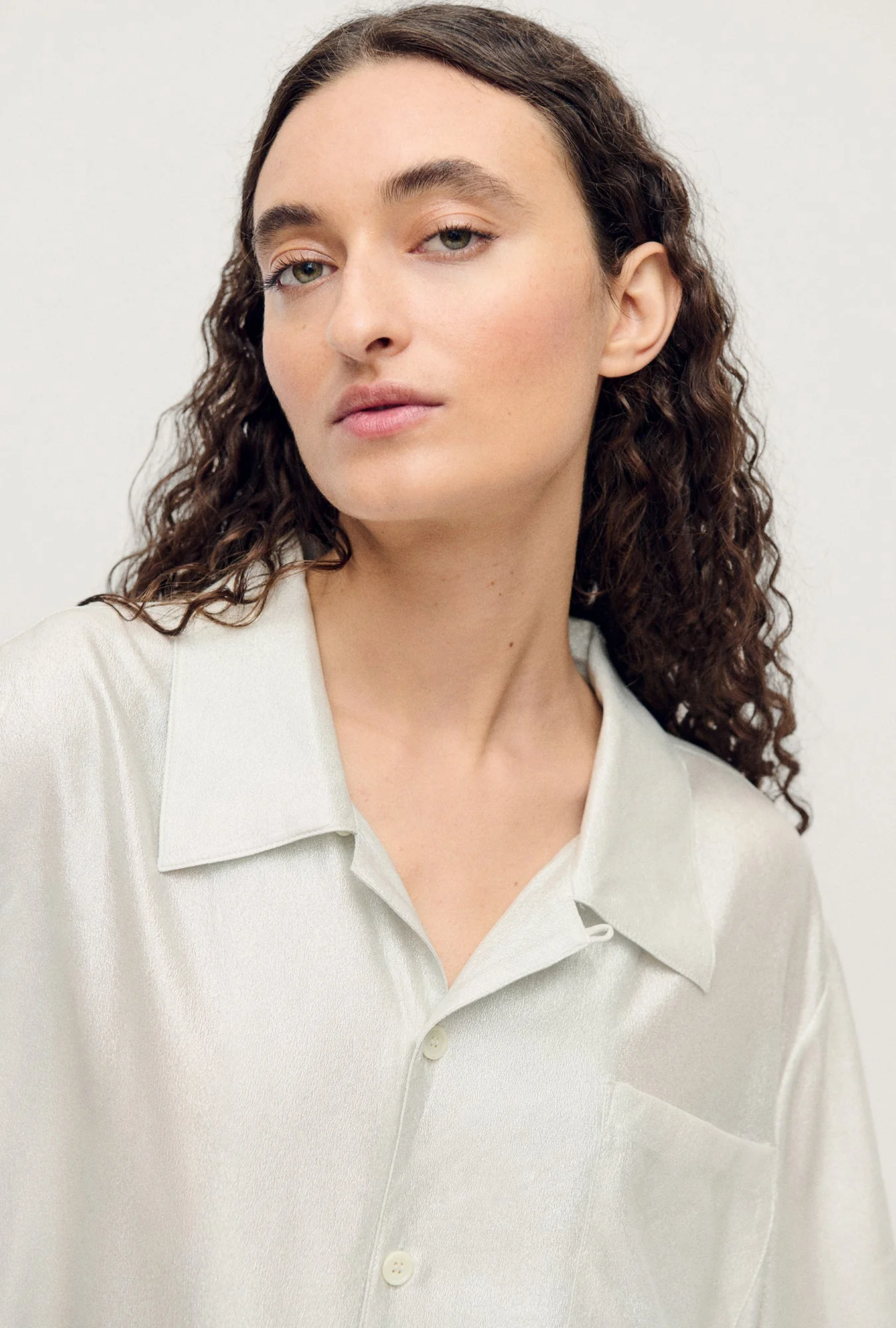 Silk Laundry Camp Shirt - Silver Foil - Image 4