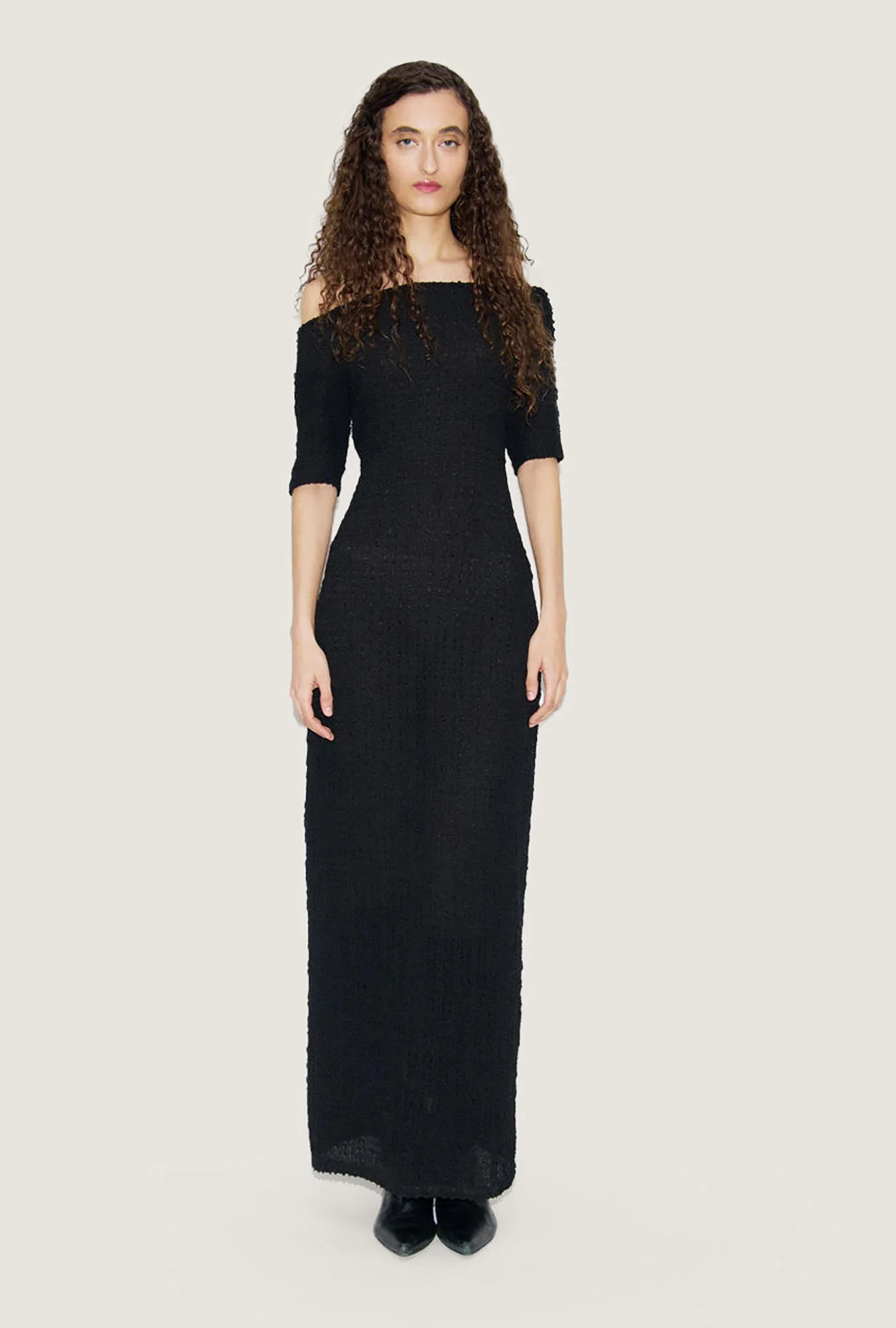 Silk Laundry Pebble Off The Shoulder Dress - Black - Image 2