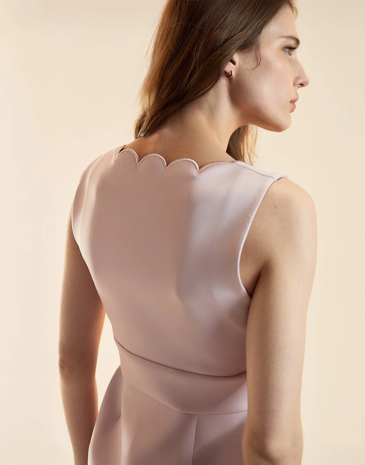 Cynthia Rowley Ella Bonded Scallop Dress - Mauve - Image 4