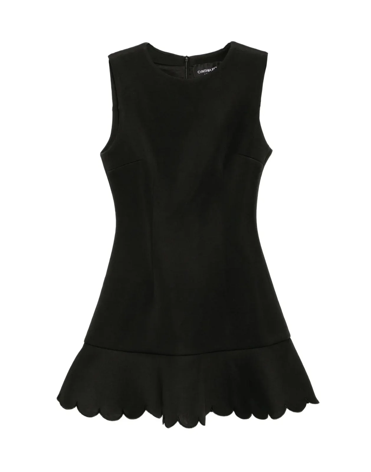 Cynthia Rowley Ella Bonded Scallop Flounce Dress - Black - Image 7