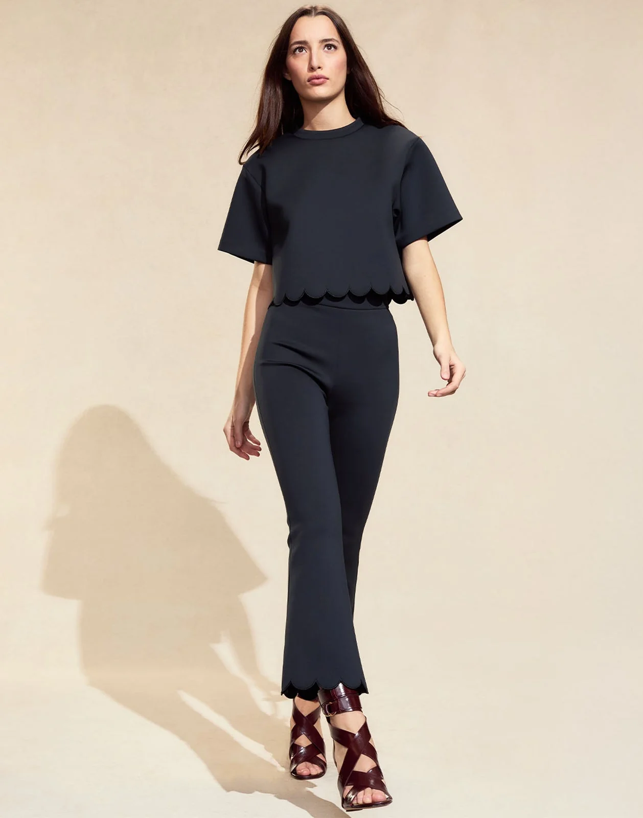 Cynthia Rowley Ella Bonded Scallop Pant - Black - Image 2