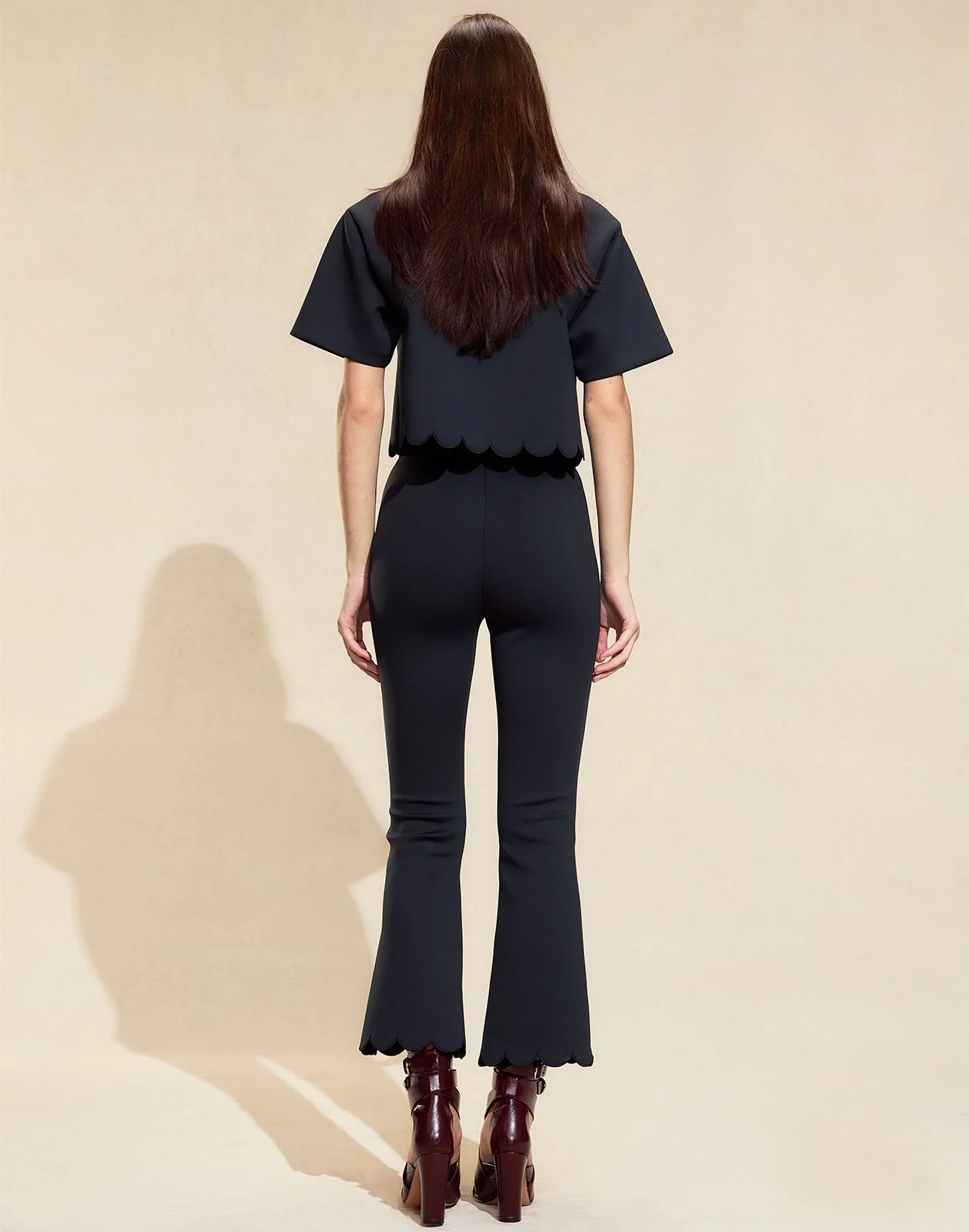 Cynthia Rowley Ella Bonded Scallop Pant - Black - Image 3