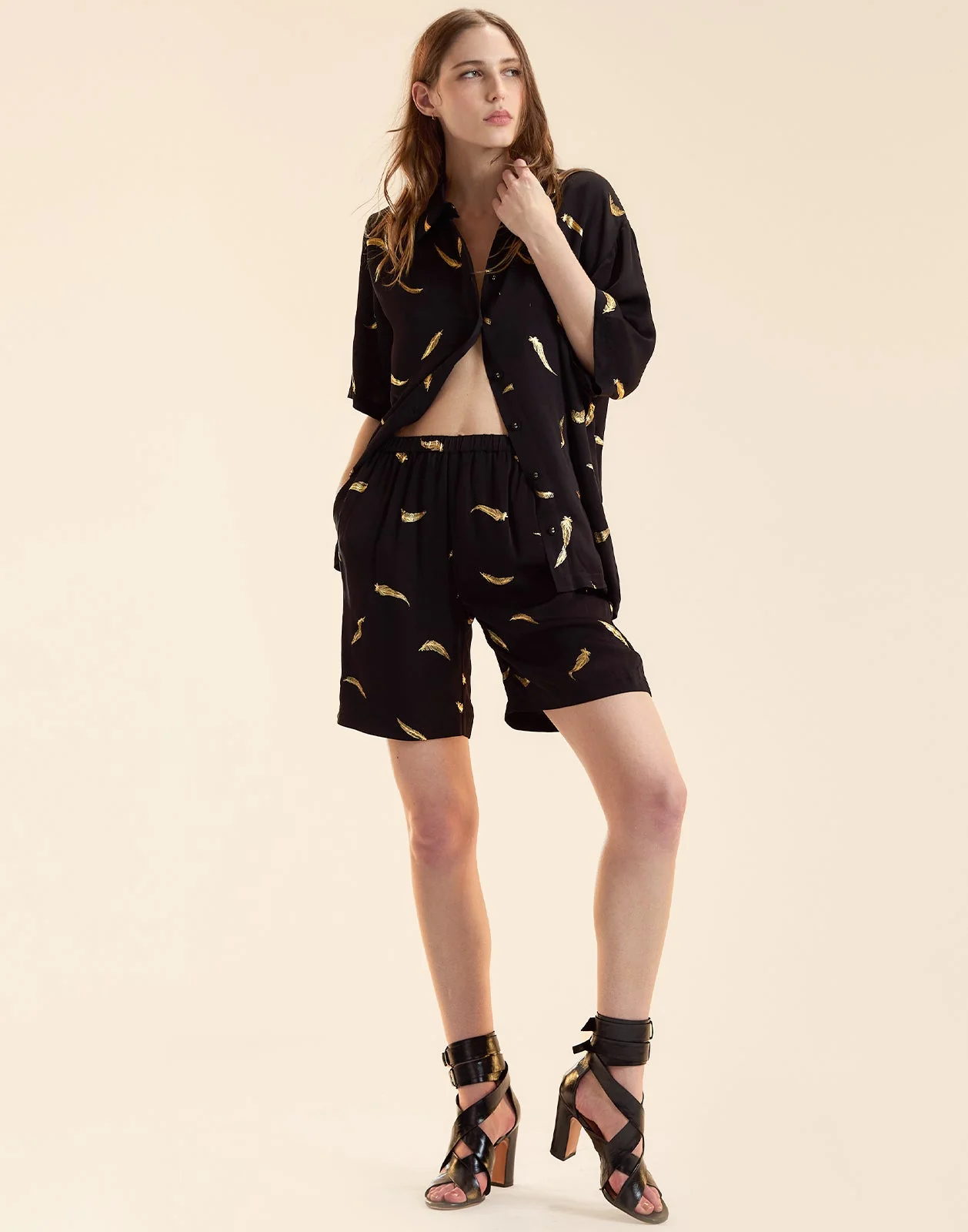 Cynthia Rowley Light as a Feather Camp Shirt - Black - Image 6