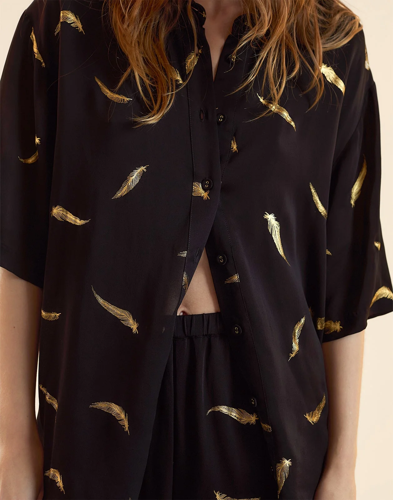 Cynthia Rowley Light as a Feather Camp Shirt - Black - Image 8