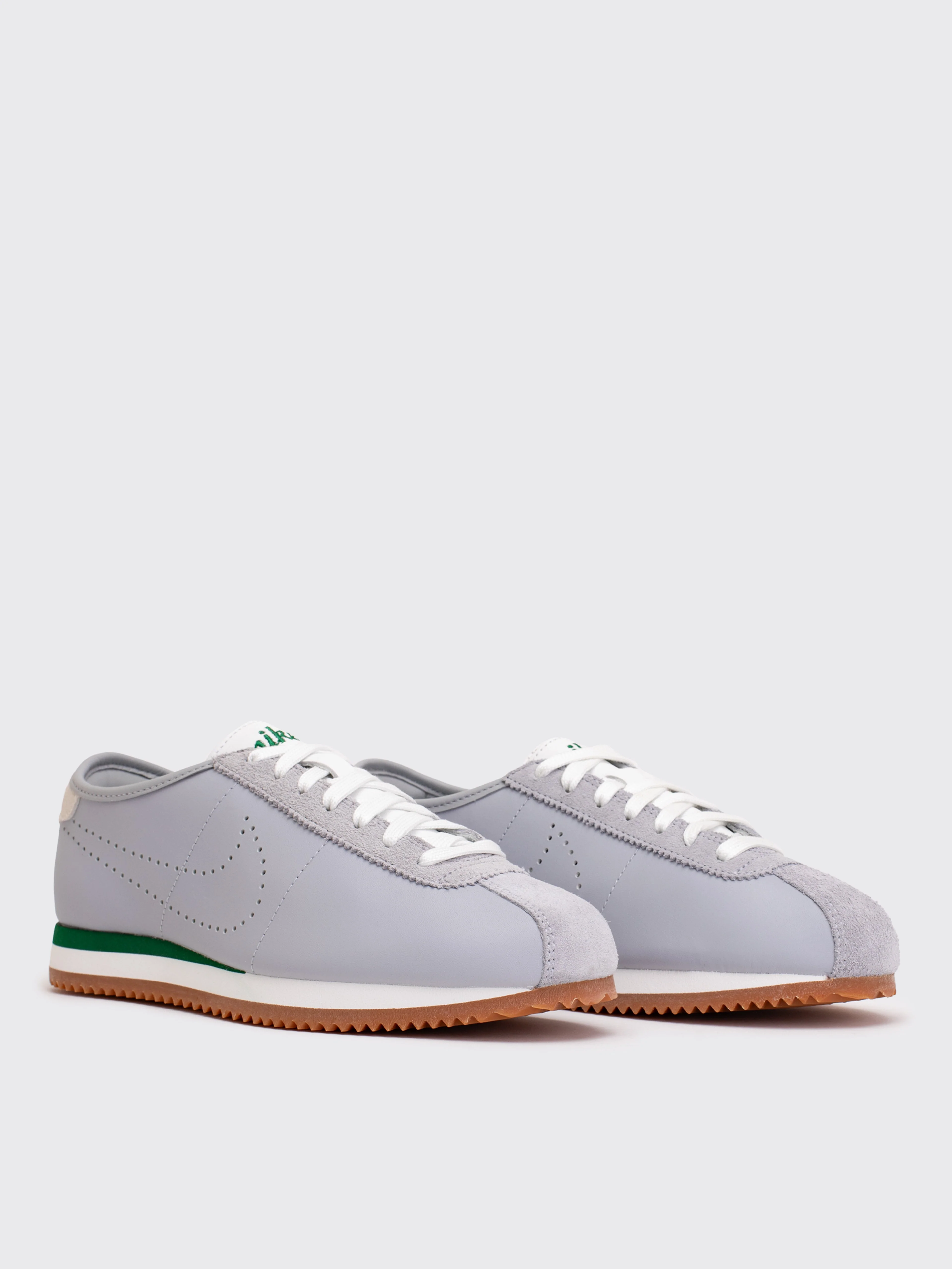 Nike Cortez Leather Sneaker - Wolf Grey/Sport Green-Summit White - Image 2