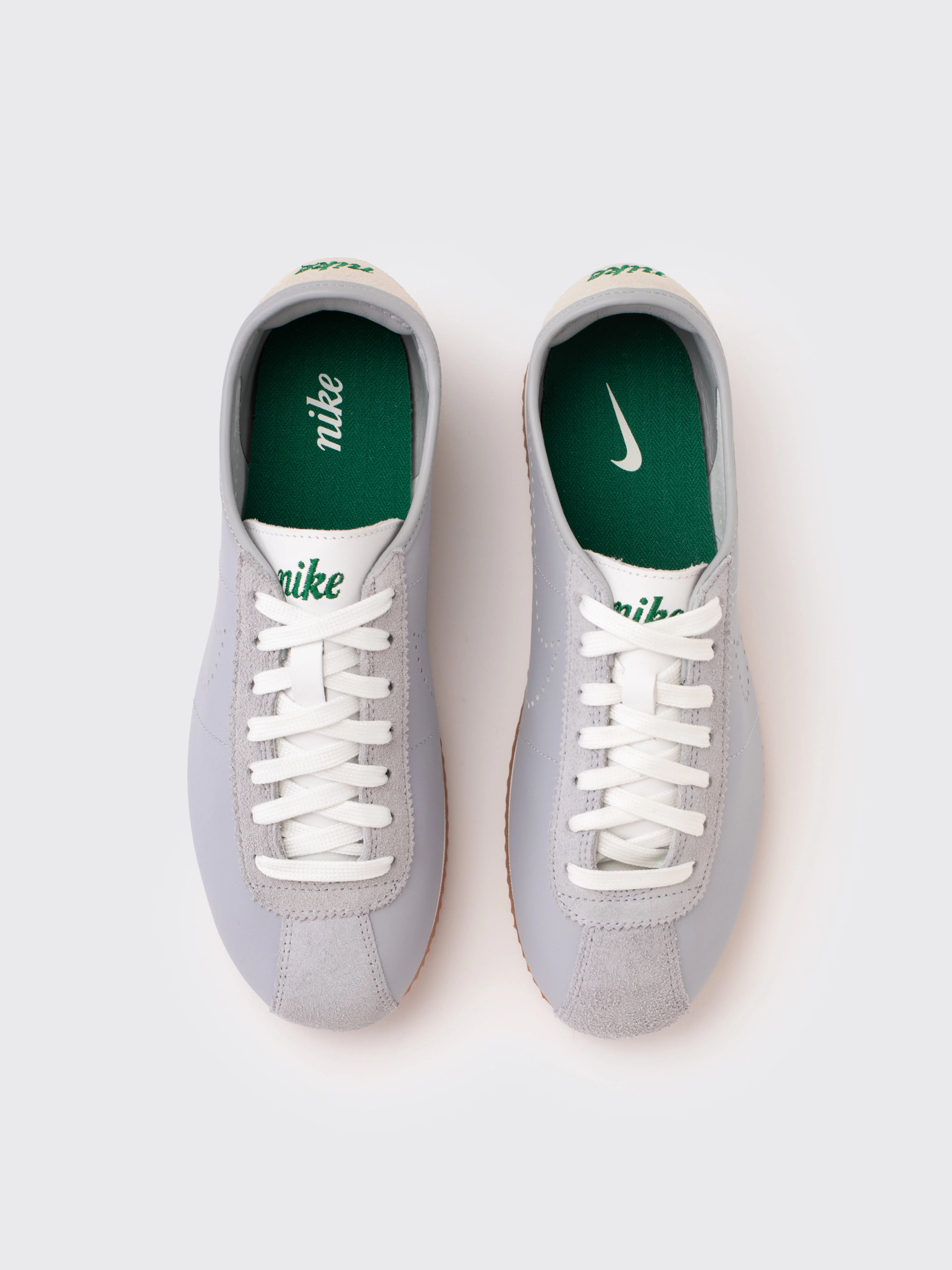 Nike Cortez Leather Sneaker - Wolf Grey/Sport Green-Summit White - Image 4