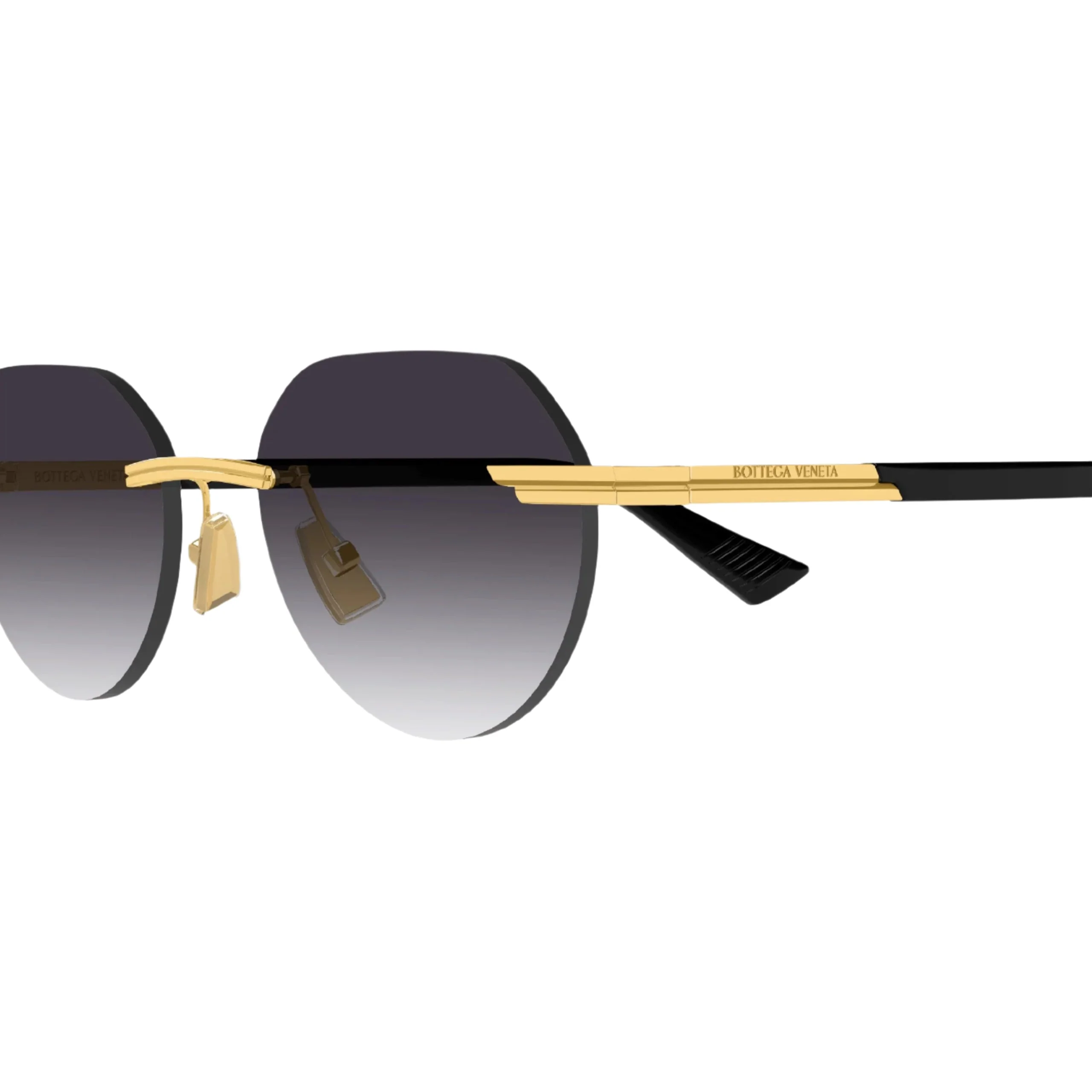 BOTTEGA VENETA Glaze Rimless Sunglasses - Gold/Grey - Image 2
