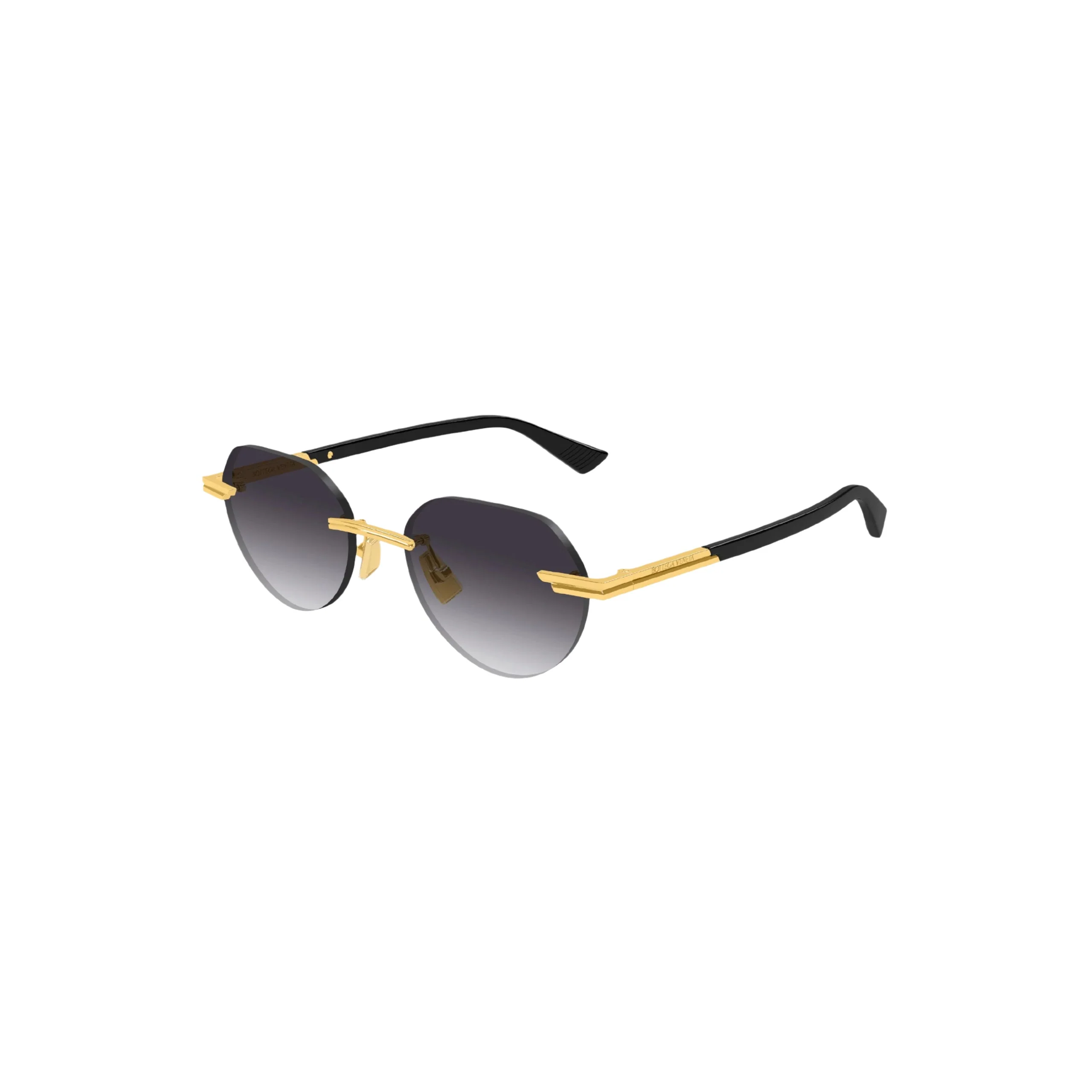 BOTTEGA VENETA Glaze Rimless Sunglasses - Gold/Grey - Image 3