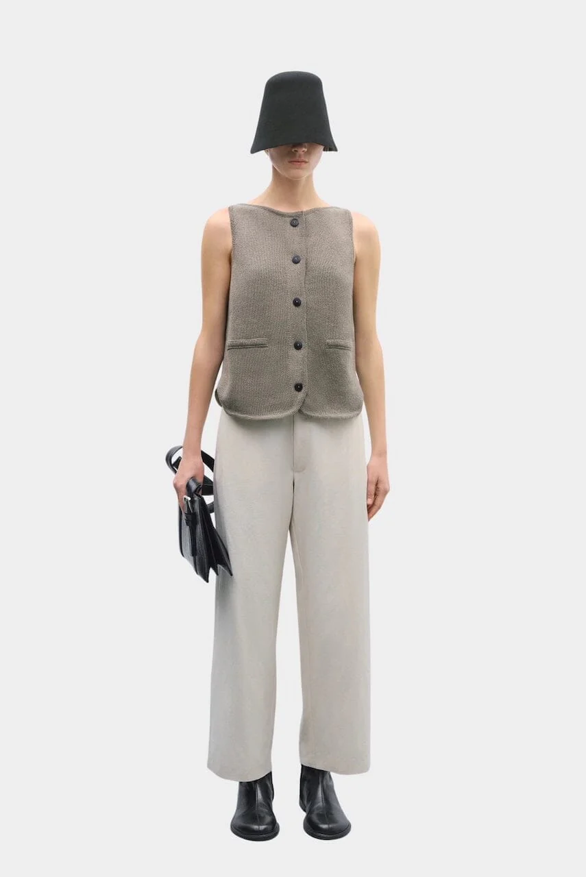 Cordera Boat-Neck Waistcoat - Taupe - Image 2