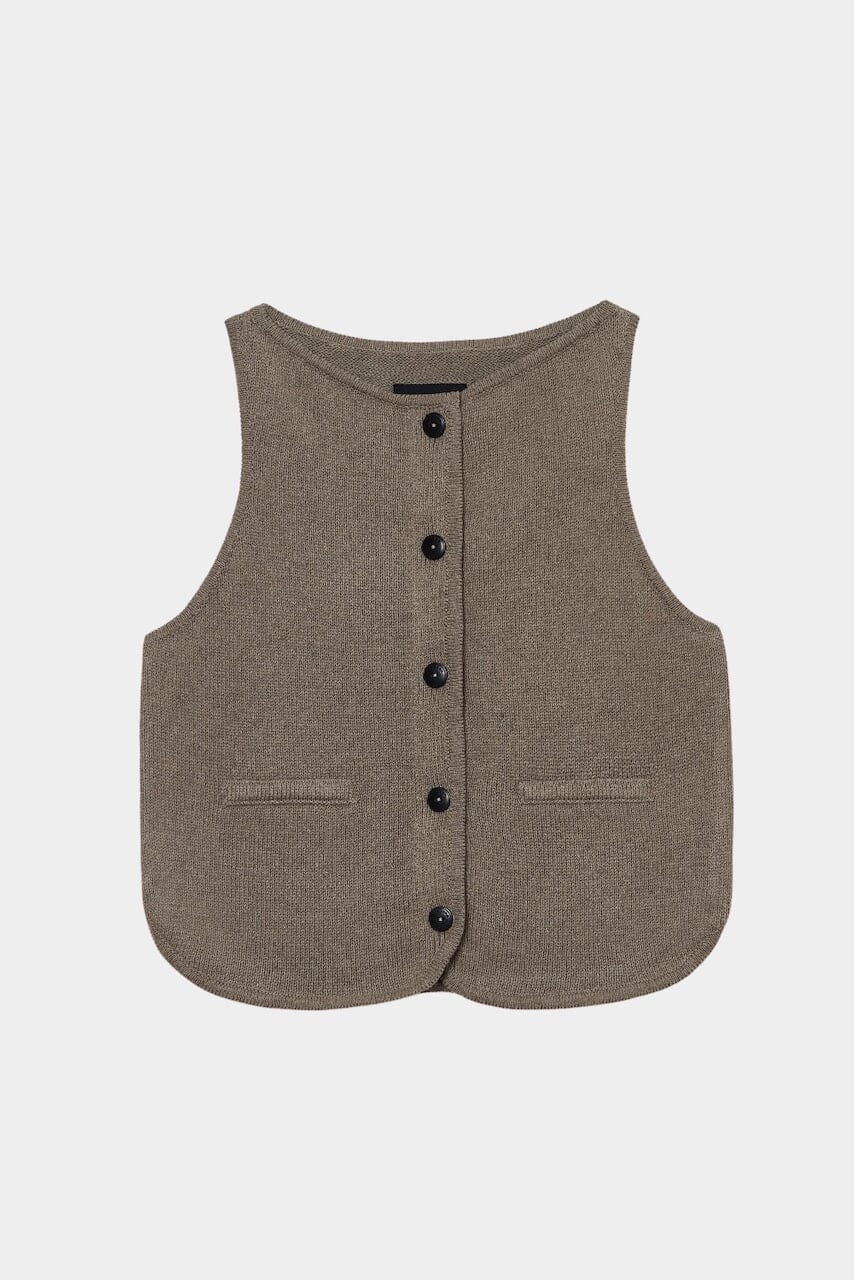 Cordera Boat-Neck Waistcoat - Taupe - Image 4