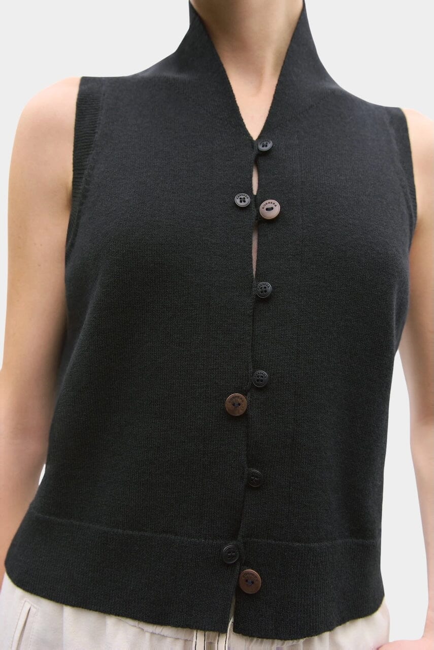 Cordera Merino Wool Waistcoat - Black - Image 2