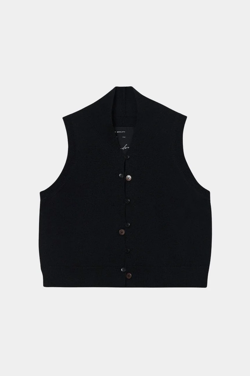 Cordera Merino Wool Waistcoat - Black - Image 4
