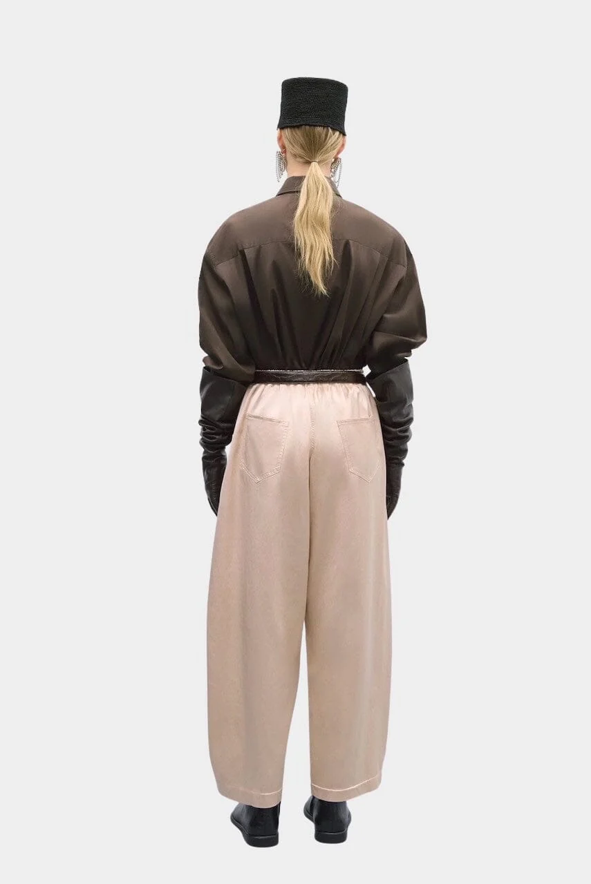 Cordera Satin Curved Pants - Peach - Image 3