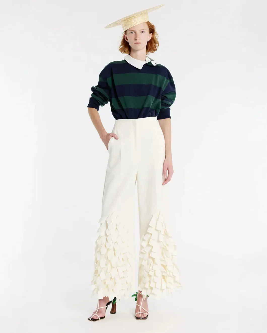A.W.A.K.E. MODE Culottes with Rectangle Detail - White - Image 2