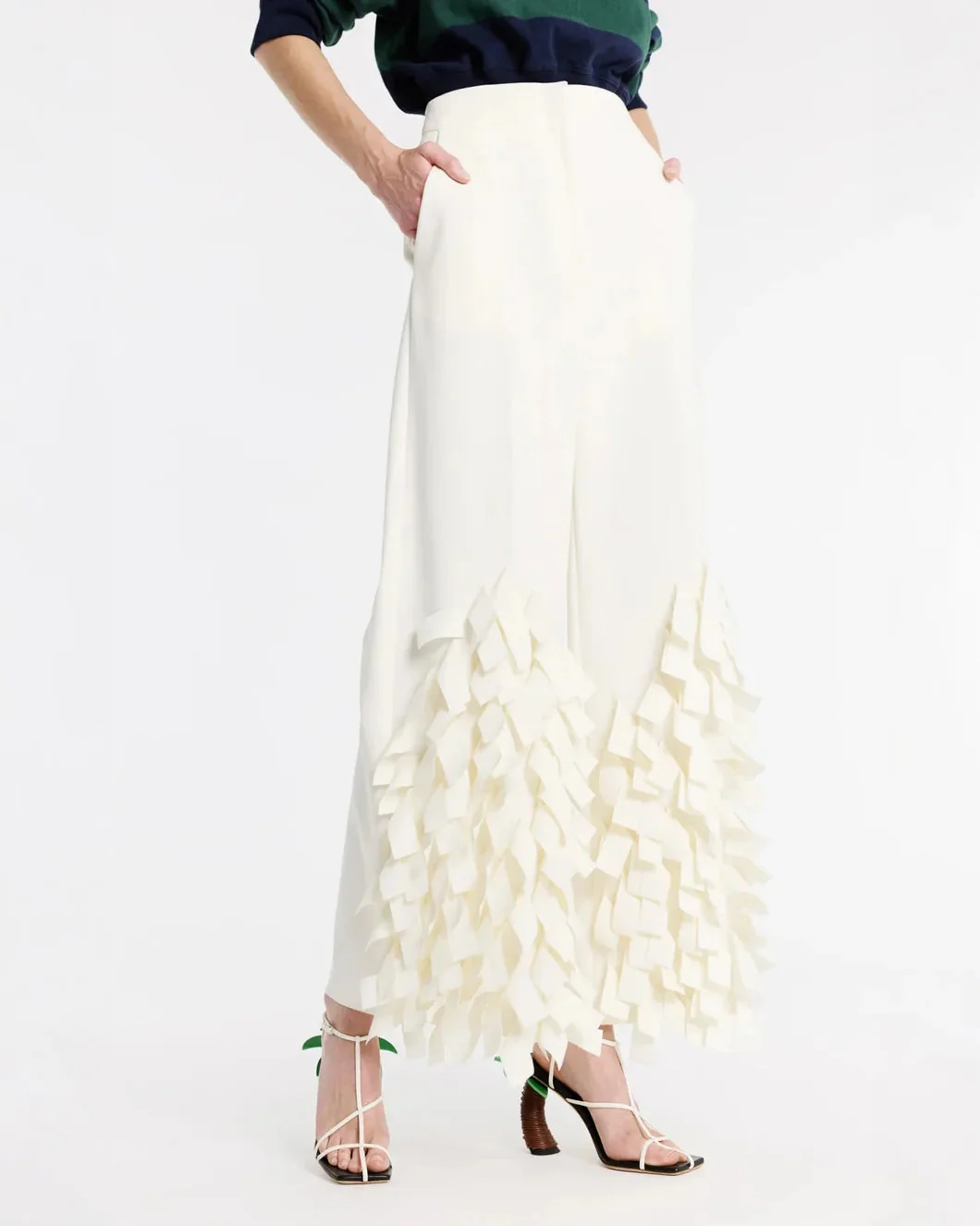 A.W.A.K.E. MODE Culottes with Rectangle Detail - White - Image 3