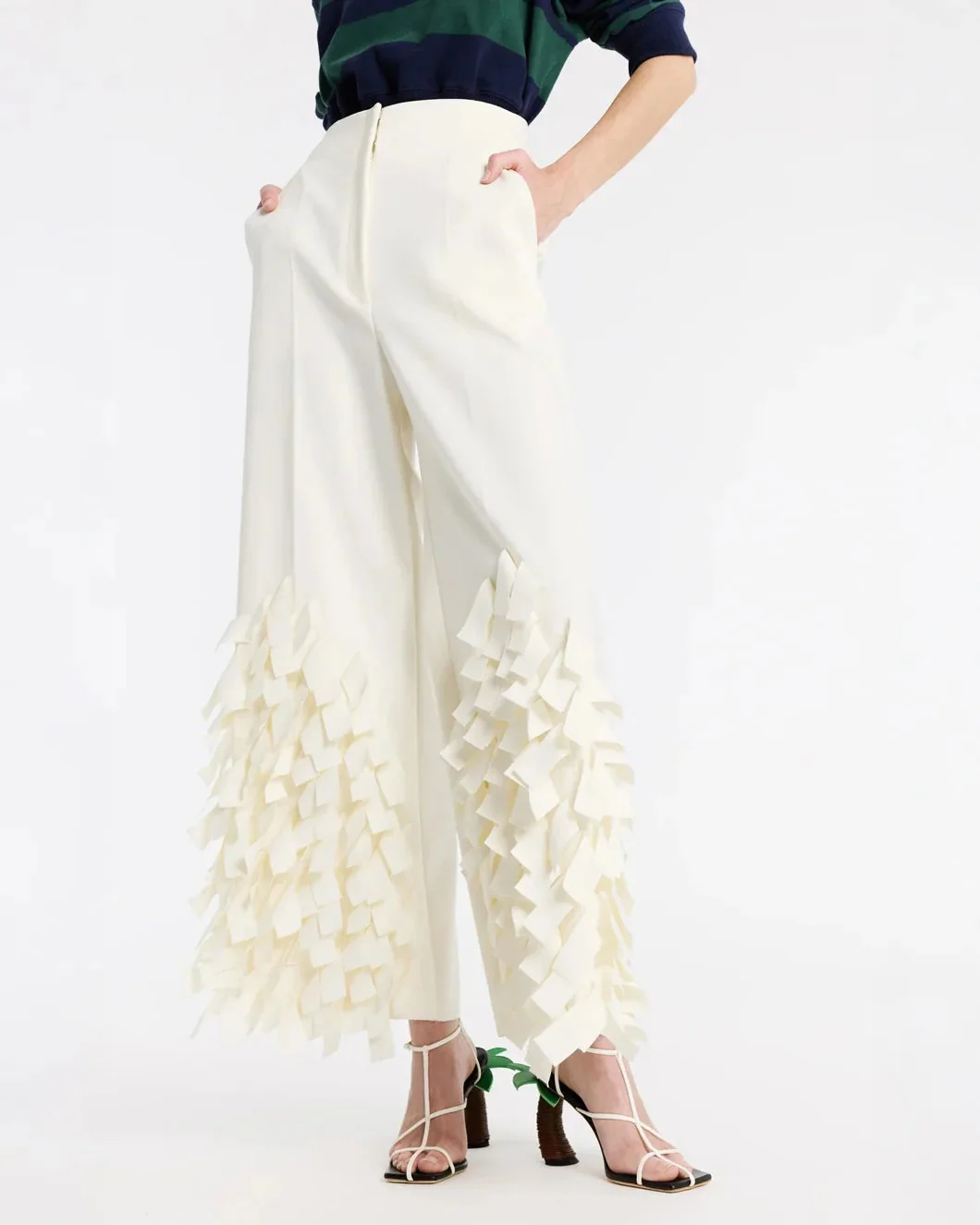A.W.A.K.E. MODE Culottes with Rectangle Detail - White - Image 6
