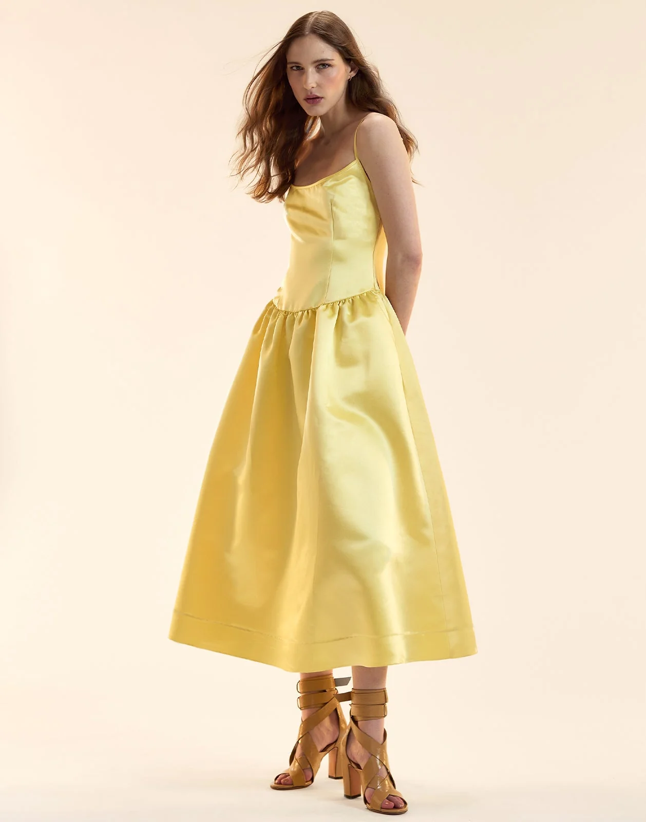 Cynthia Rowley Genevive Satin Midi Dress - Yellow - Image 2