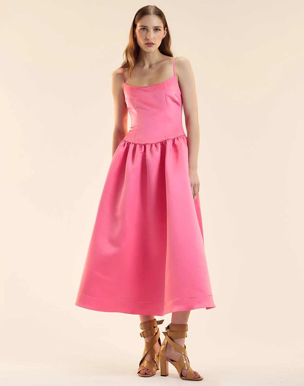 Cynthia Rowley Genevive Satin Midi Dress - Pink - Image 2