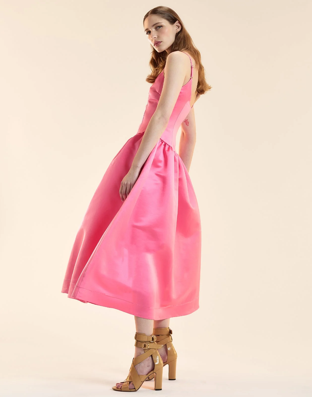 Cynthia Rowley Genevive Satin Midi Dress - Pink - Image 3