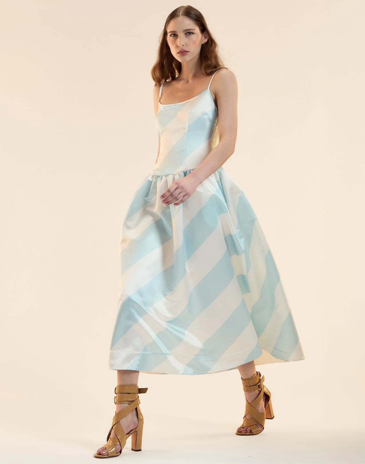 Cynthia Rowley Genevive Satin Midi Dress - Blue/White - Image 2