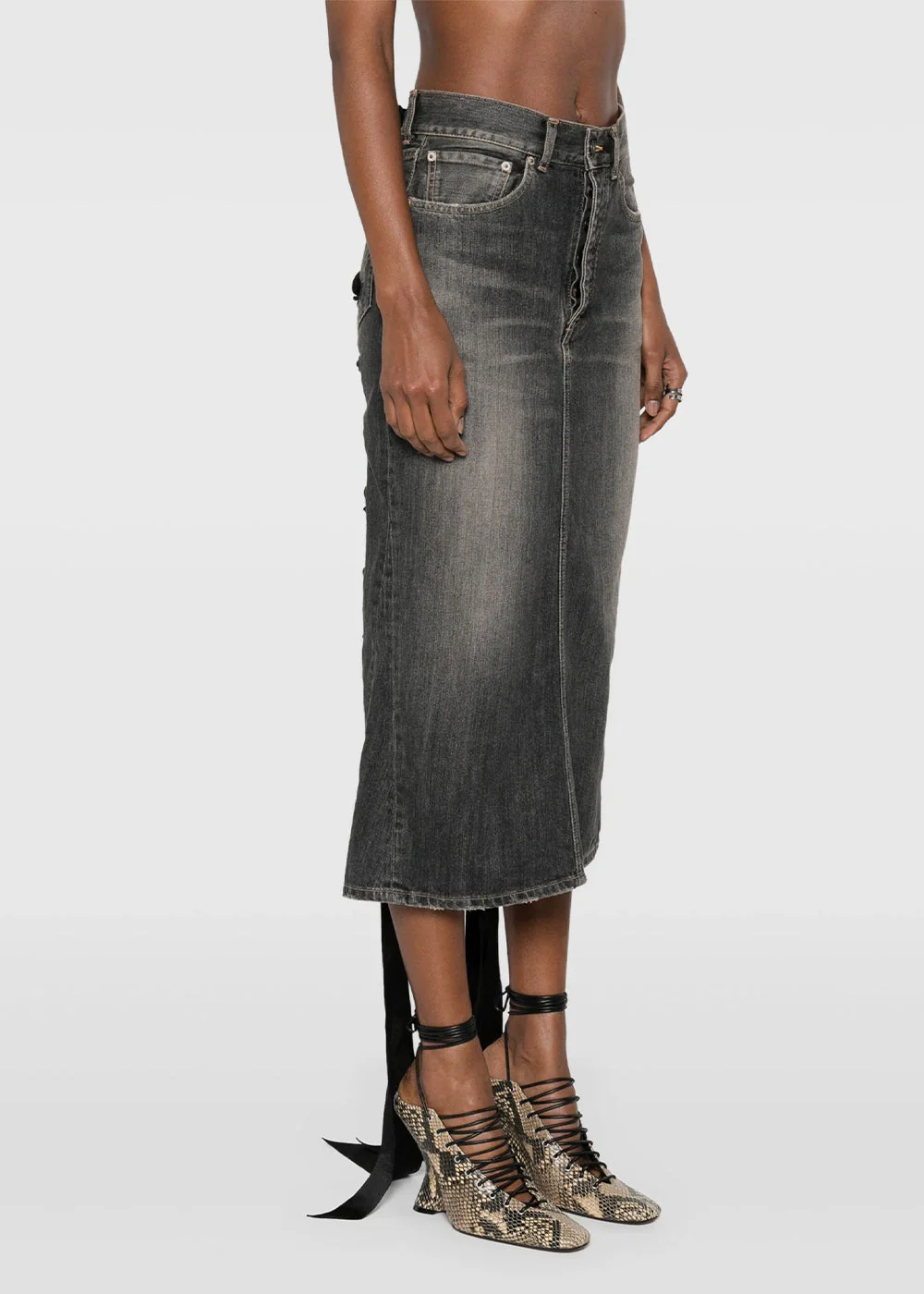 Balenciaga Lace-Up Skirt - Dark Grey - Image 5