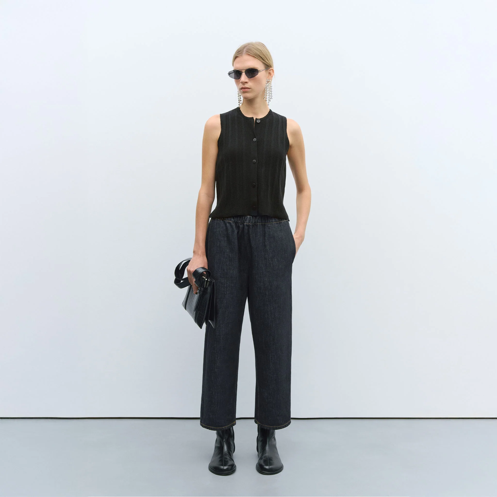 Cordera Denim Relaxed Pants - Black - Image 2
