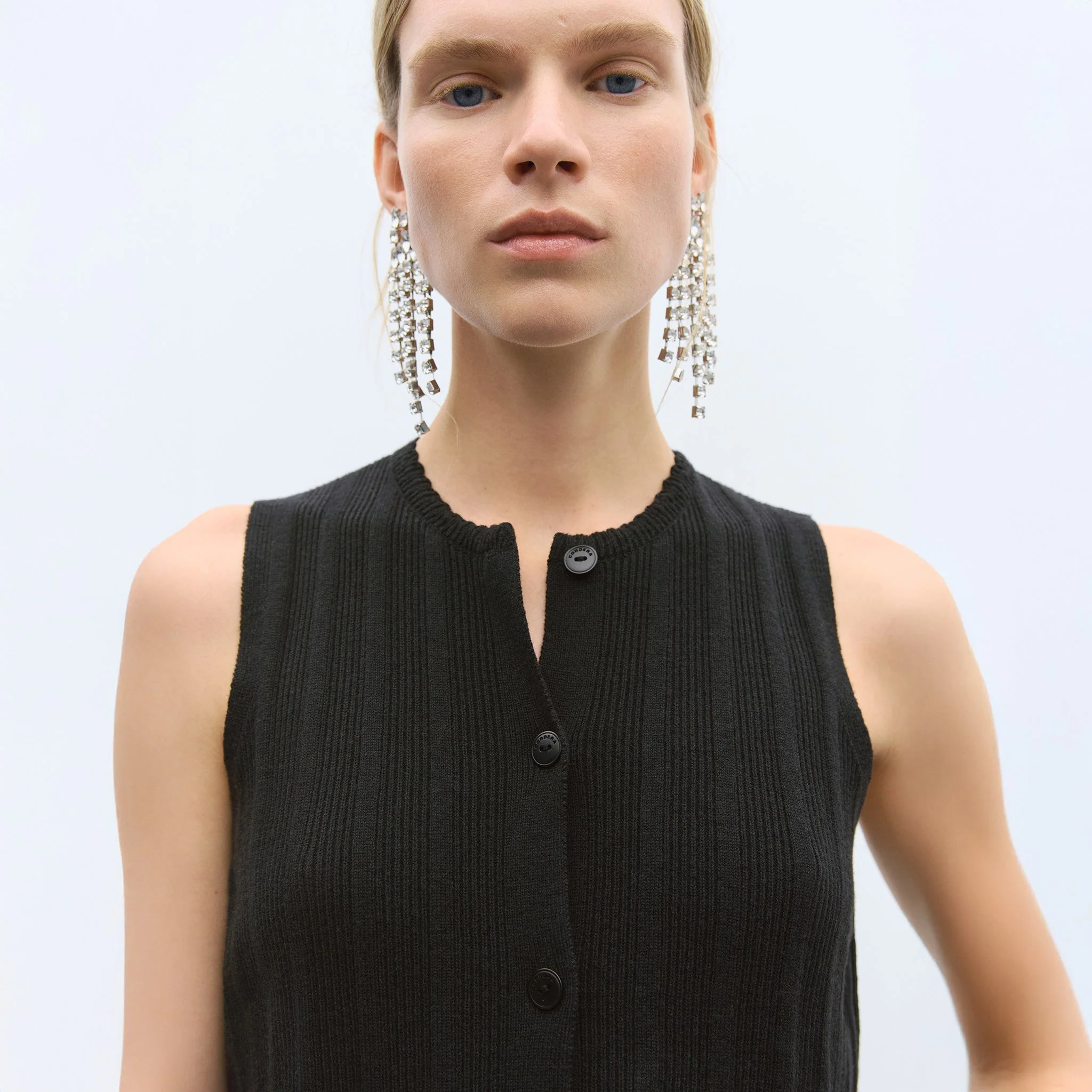 Cordera Ribbed Waistcoat - Black - Image 3