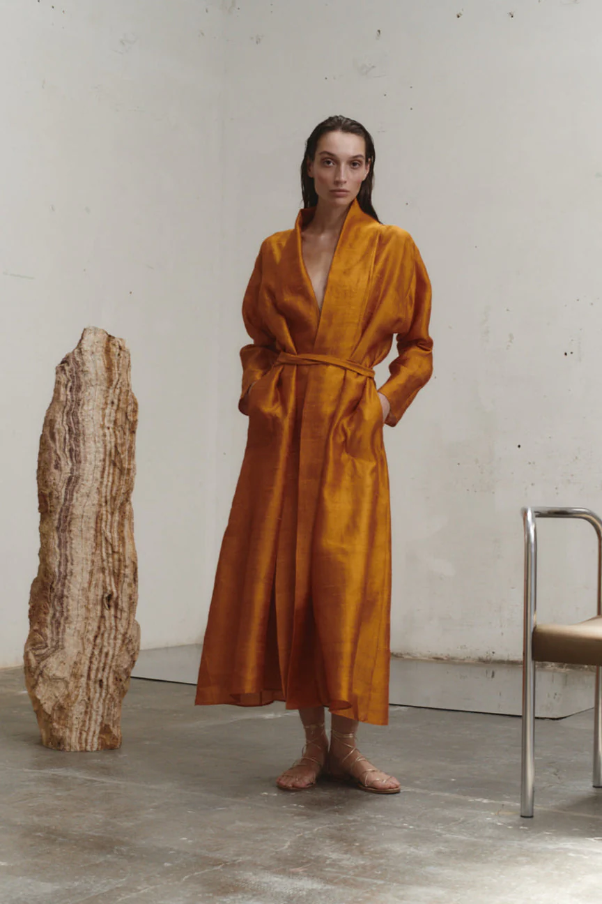 Datura Amber Butter Dupion Kimono Dress - Image 5