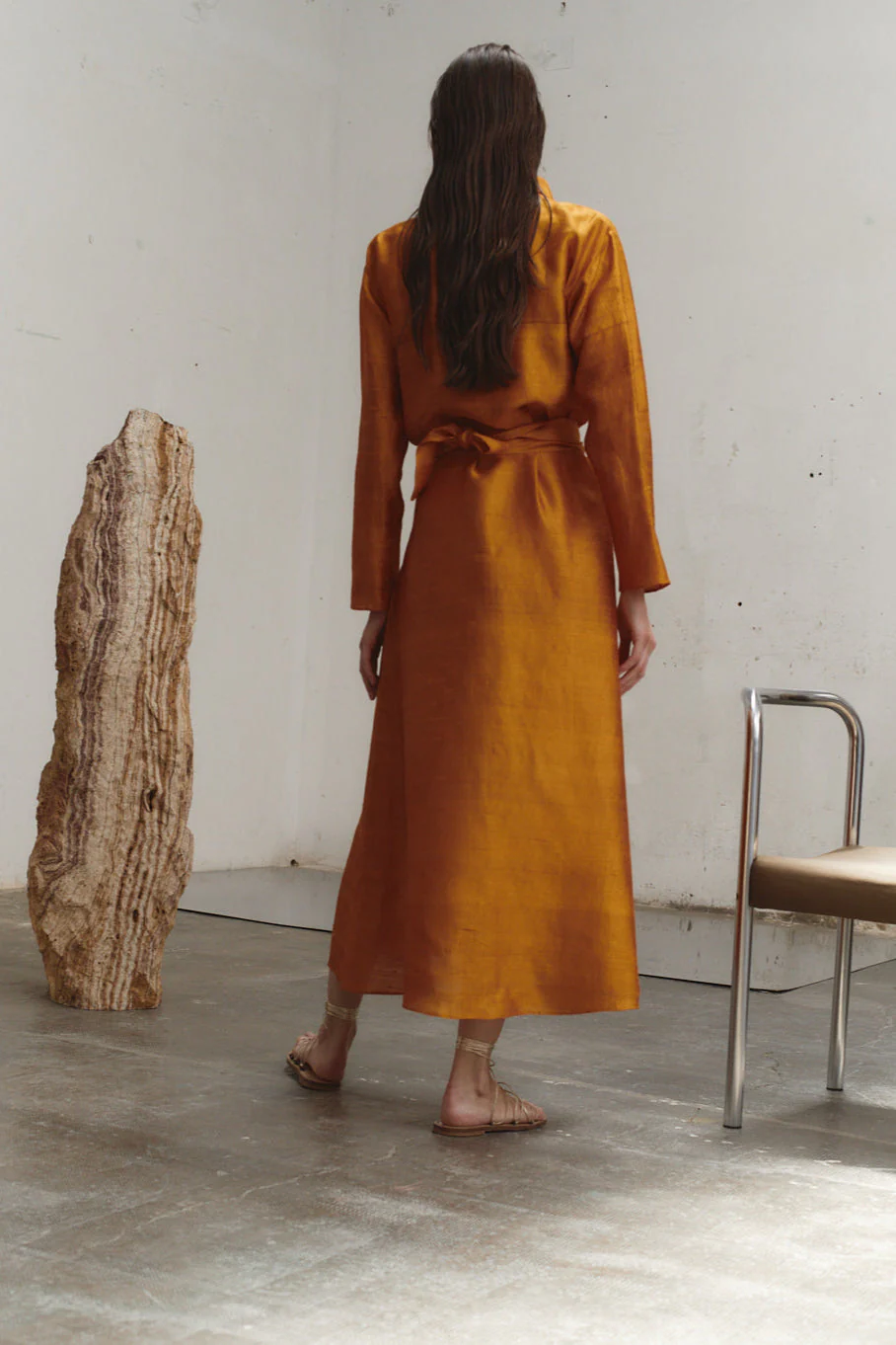 Datura Amber Butter Dupion Kimono Dress - Image 6