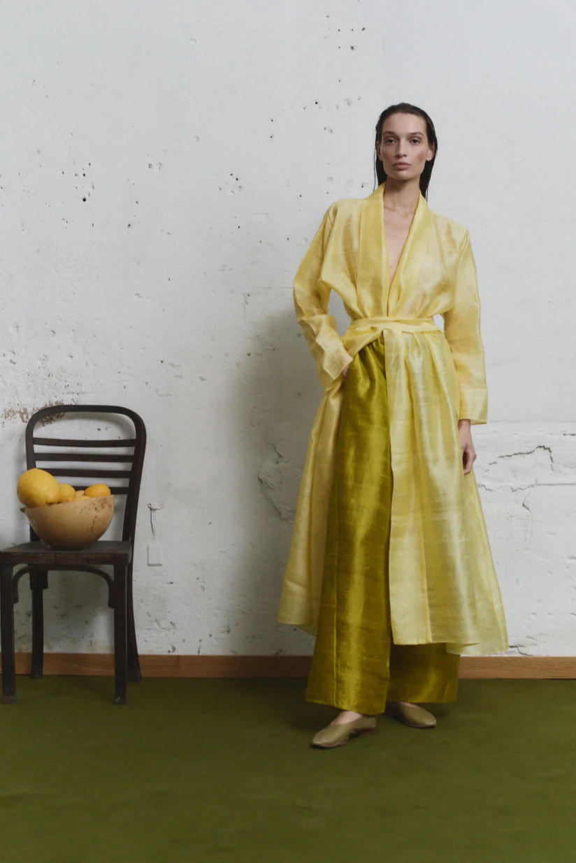 Datura Dupion Kimono Dress - Lemon Butter - Image 3