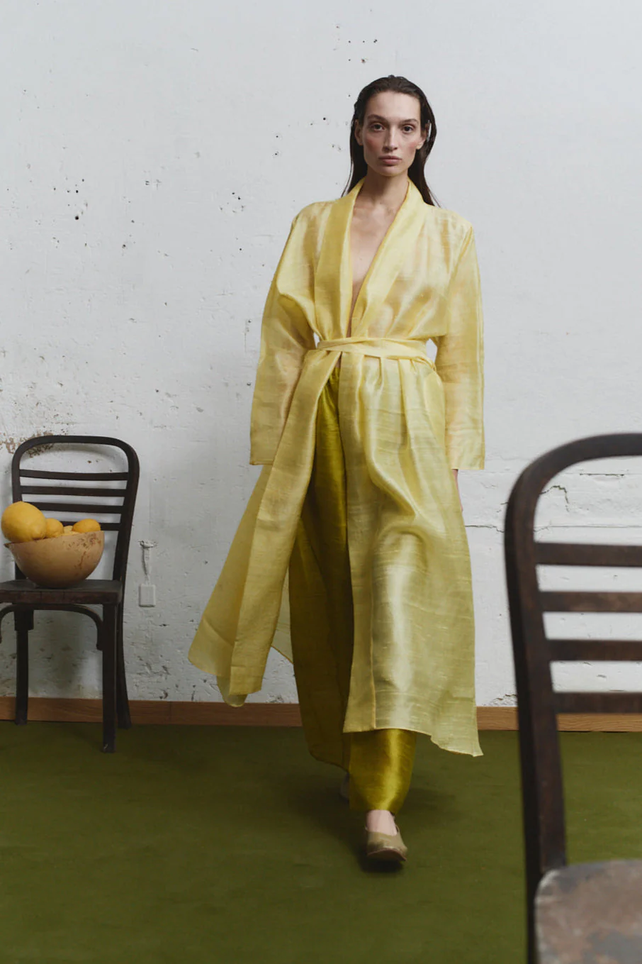 Datura Dupion Kimono Dress - Lemon Butter - Image 7