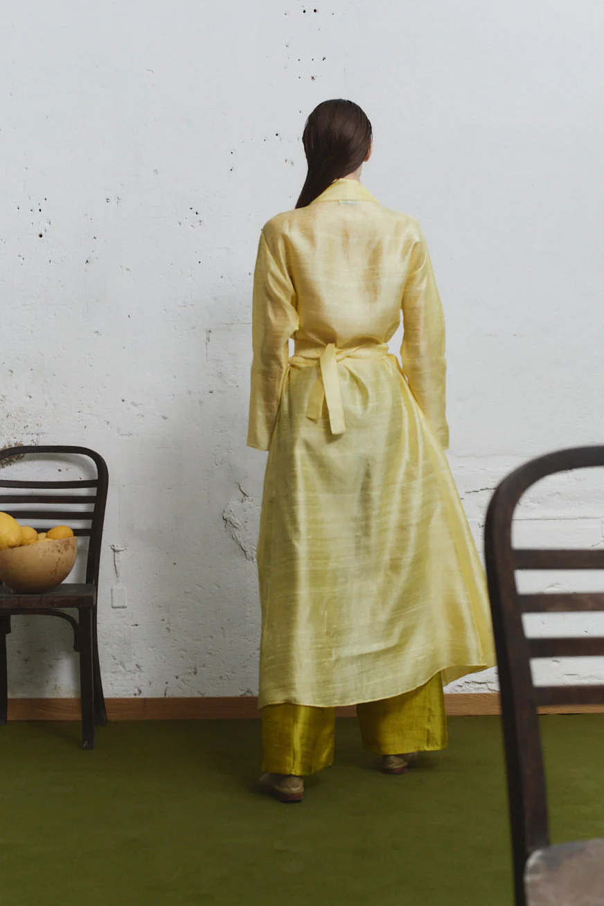 Datura Dupion Kimono Dress - Lemon Butter - Image 8