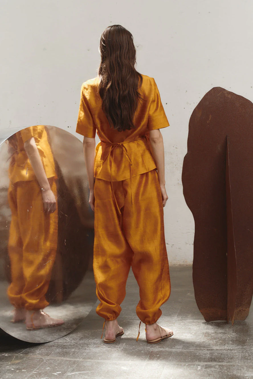 Datura Amber Dupion Wrap Top - Image 4