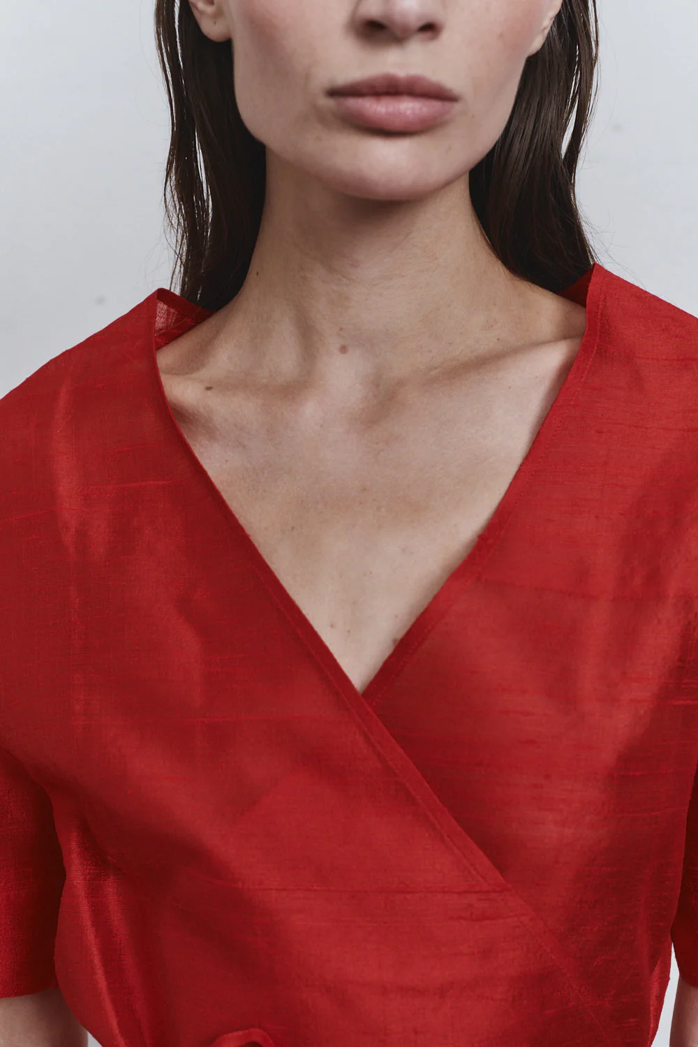 Datura Carmine Dupion Wrap Top - Image 5