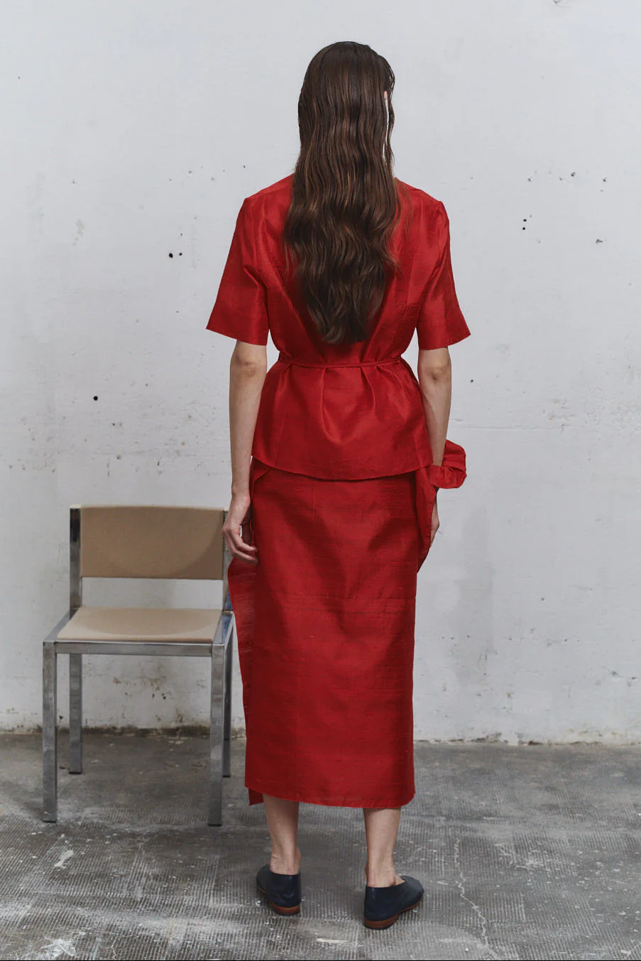 Datura Carmine Dupion Wrap Top - Image 7