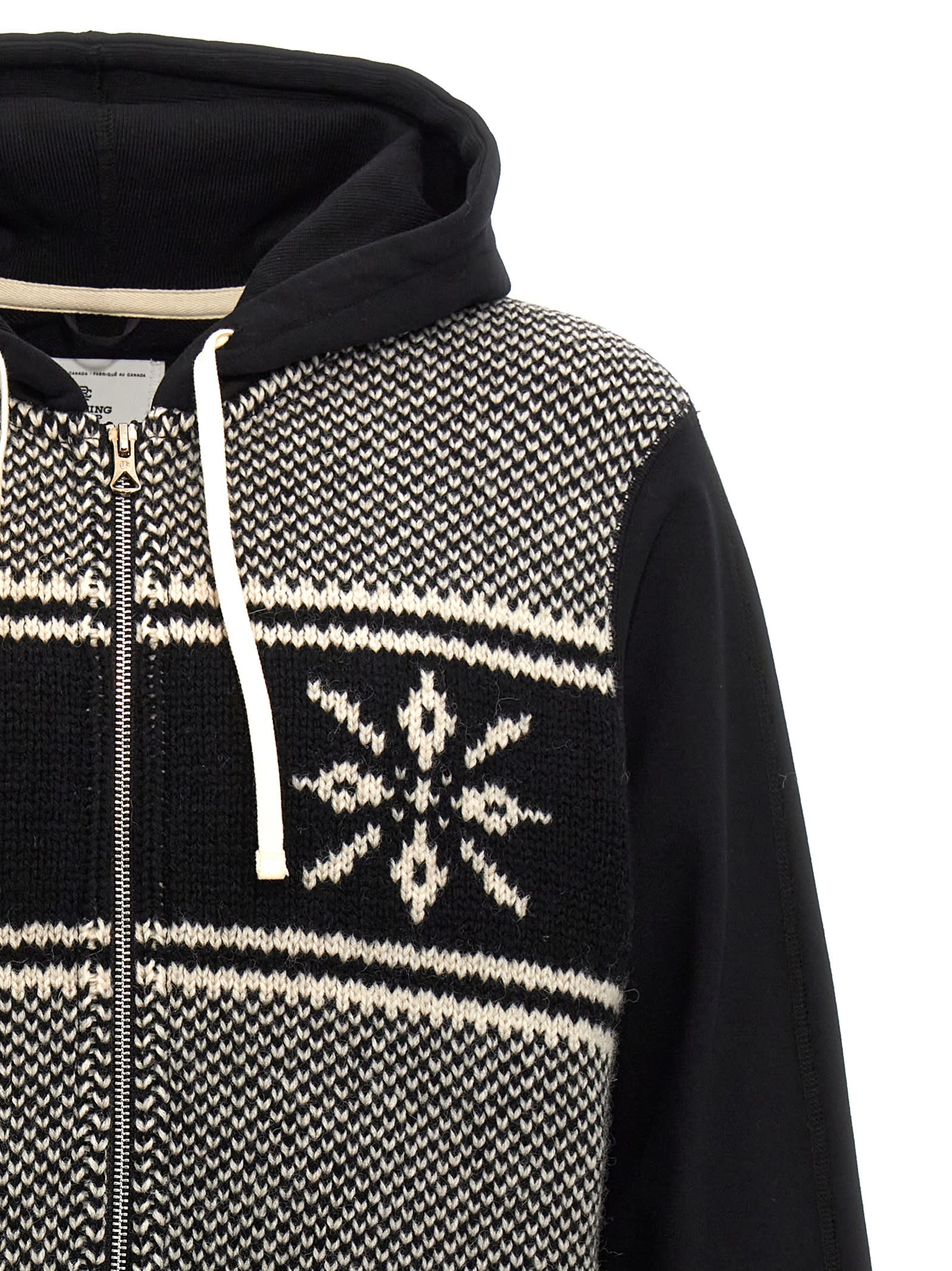 JUNYA WATANABE Jacquard Insert Hoodie - White/Black - Image 3