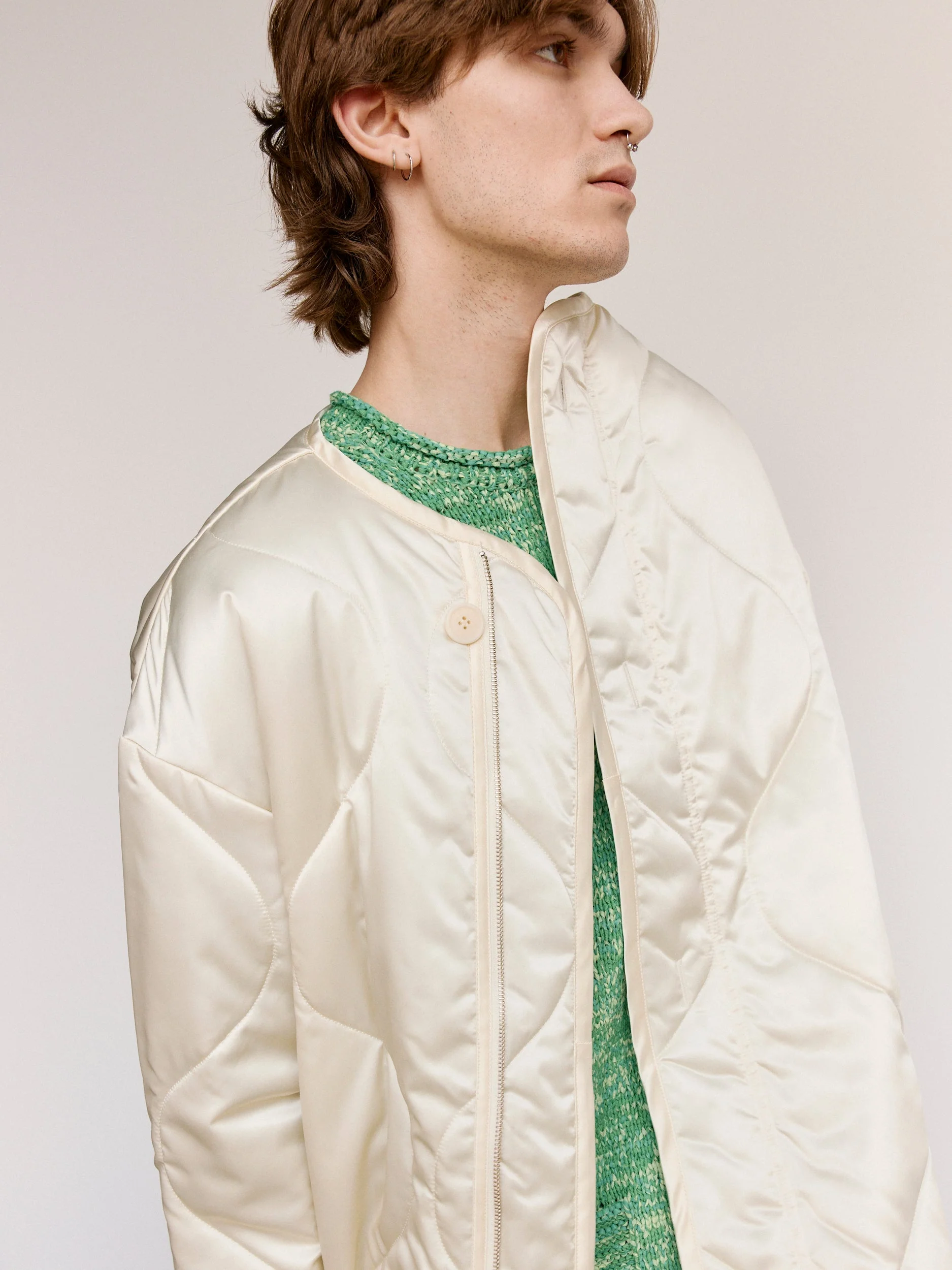 JW ANDERSON Ivory Nylon Oversized Quilted Jacket - Image 6