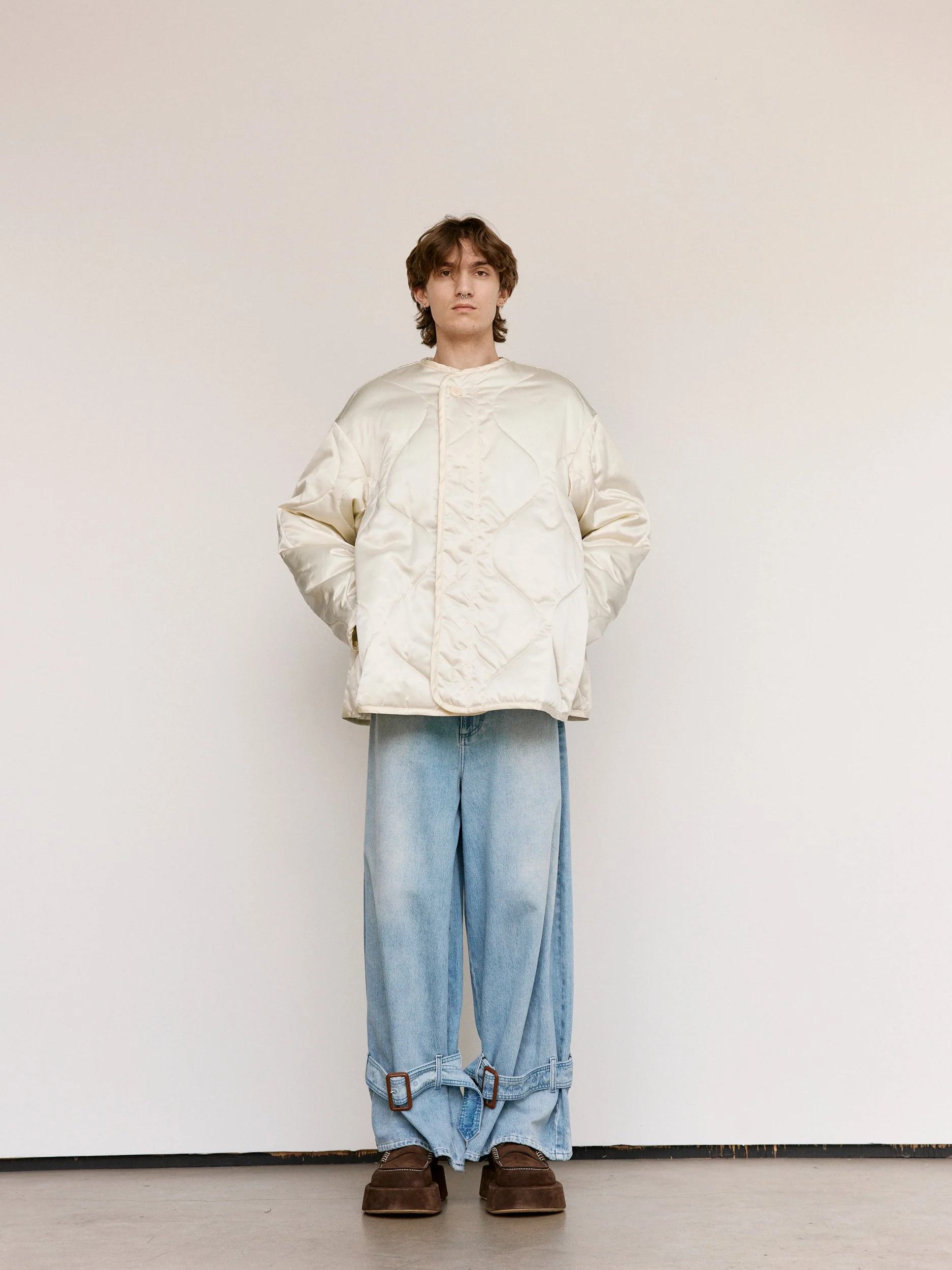 JW ANDERSON Ivory Nylon Oversized Quilted Jacket - Image 9