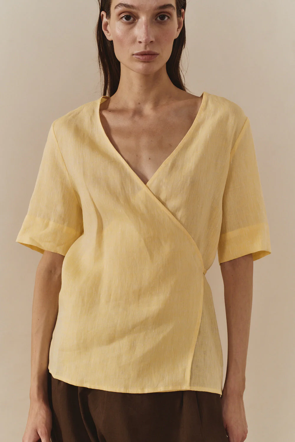 Datura Beurre Linen Wrap Top - Image 2