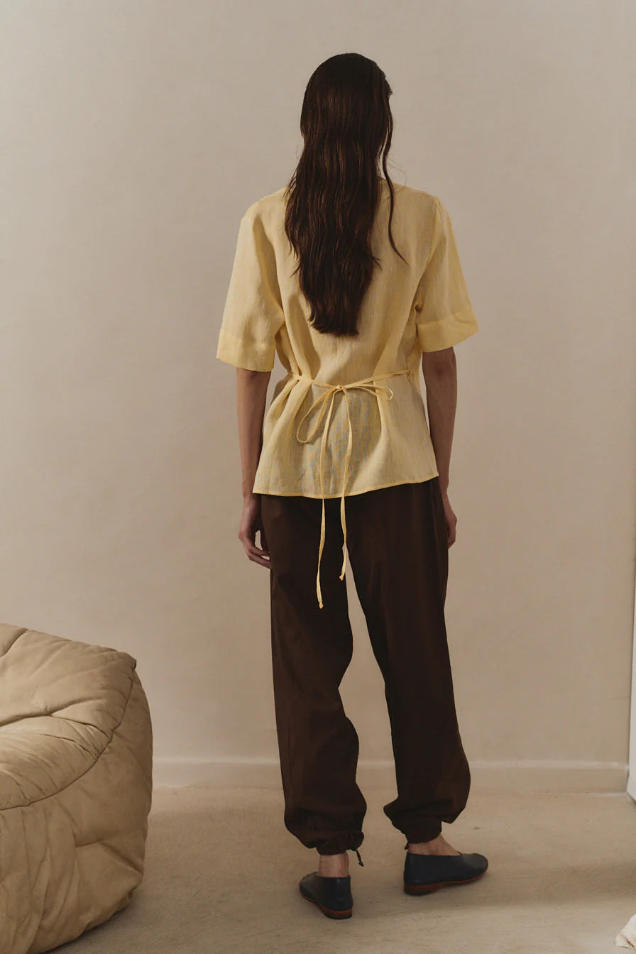 Datura Beurre Linen Wrap Top - Image 4