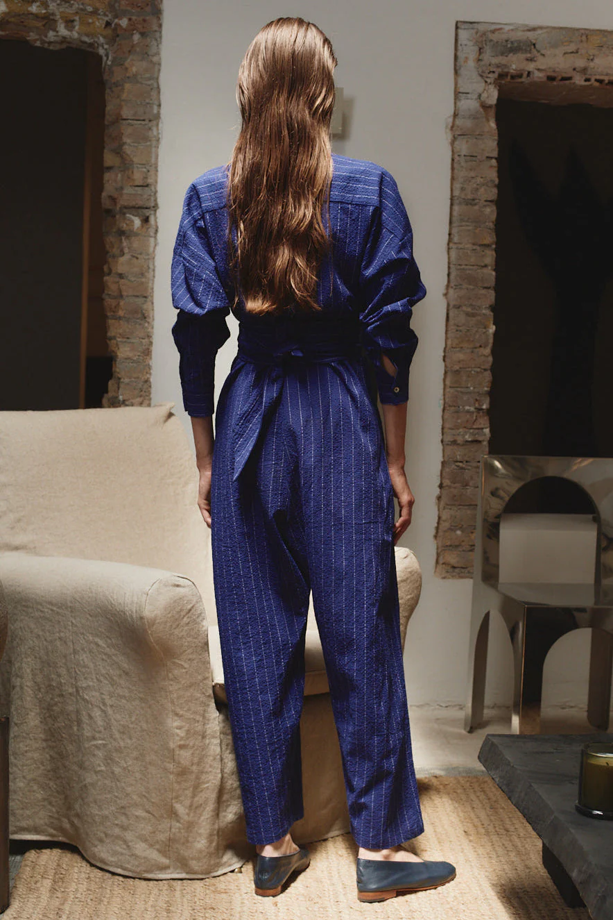 Datura Indigo Pinstripe Ren Jumpsuit - Image 3