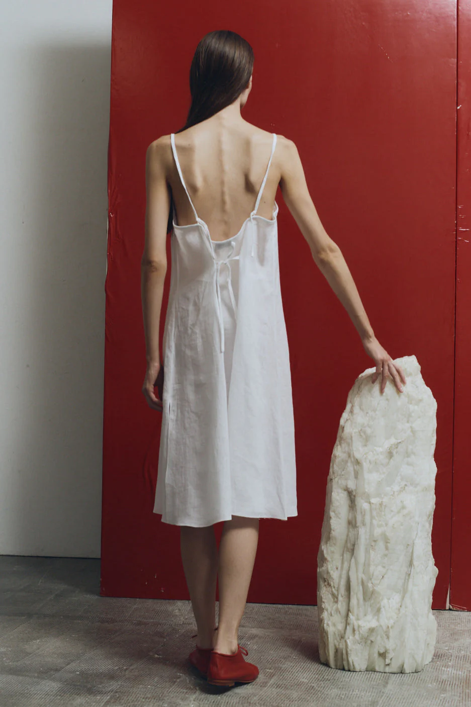 Datura White Linen Midi Slip Dress - Image 3