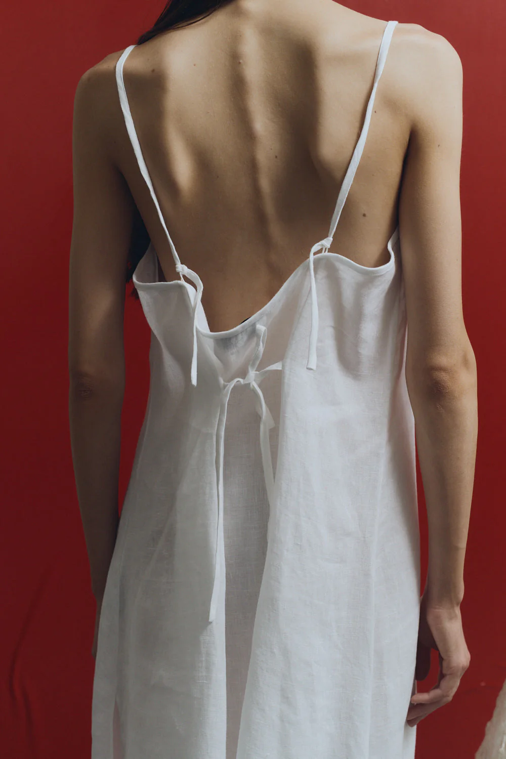 Datura White Linen Midi Slip Dress - Image 4