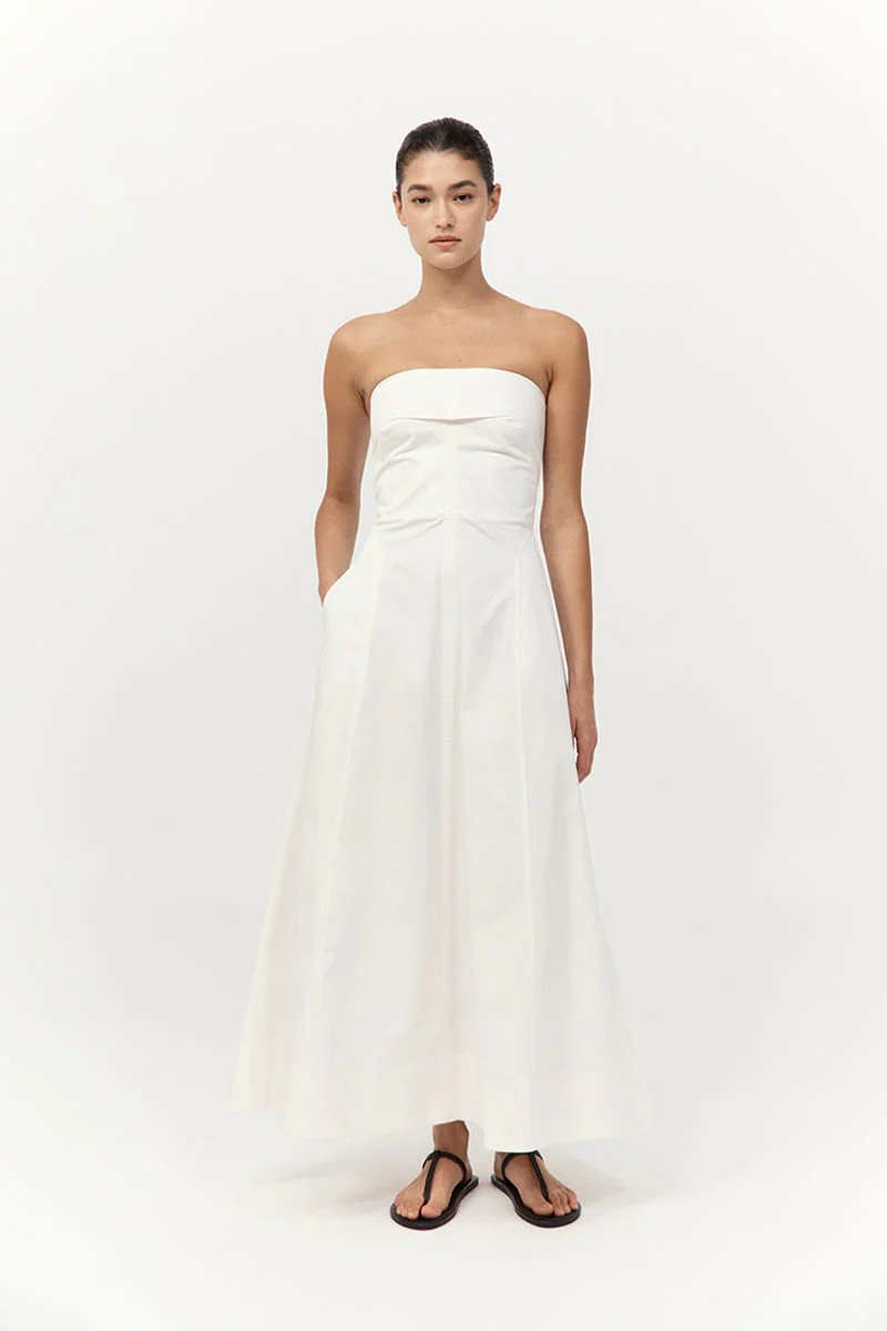St. Agni Sculpted Cotton Strapless Dress - Image 2