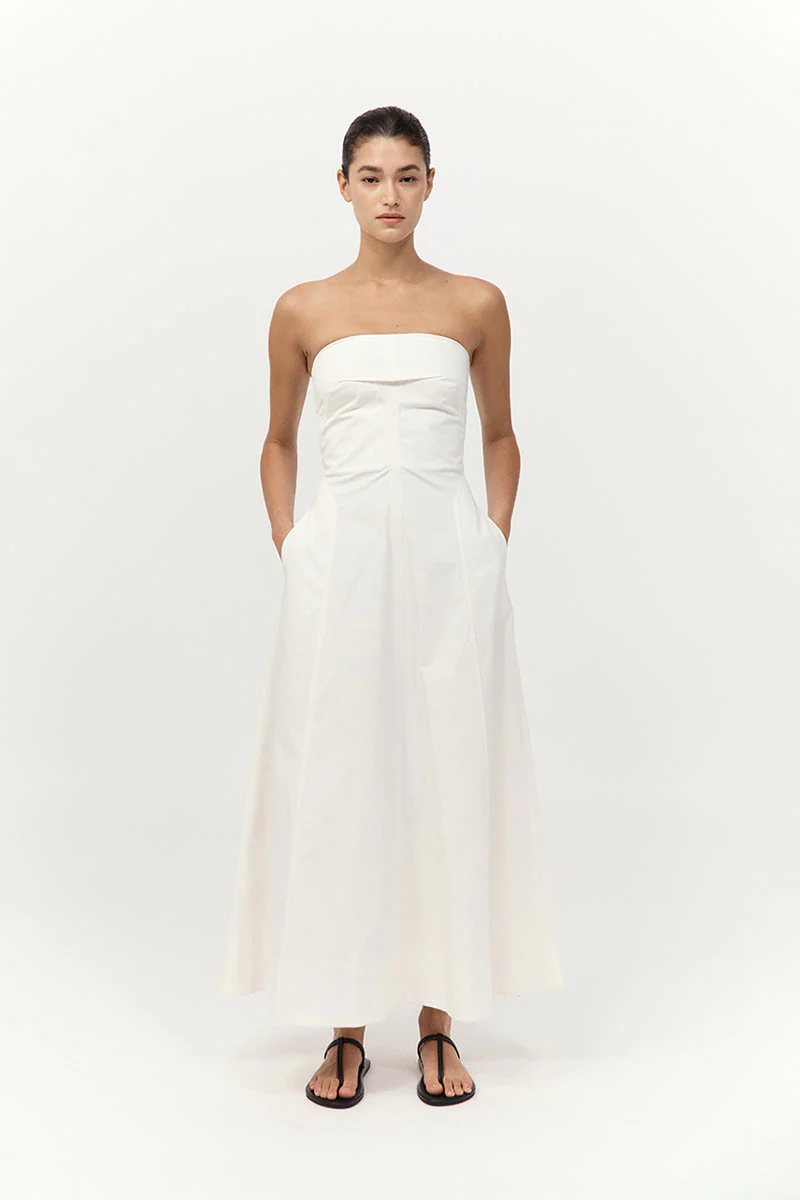 St. Agni Sculpted Cotton Strapless Dress - Image 3