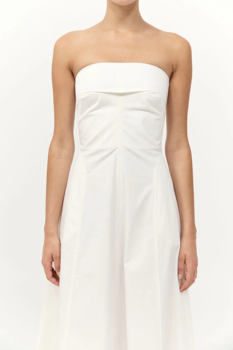 St. Agni Sculpted Cotton Strapless Dress - Image 4