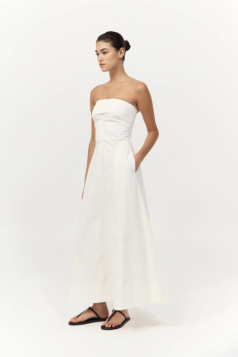 St. Agni Sculpted Cotton Strapless Dress - Image 5